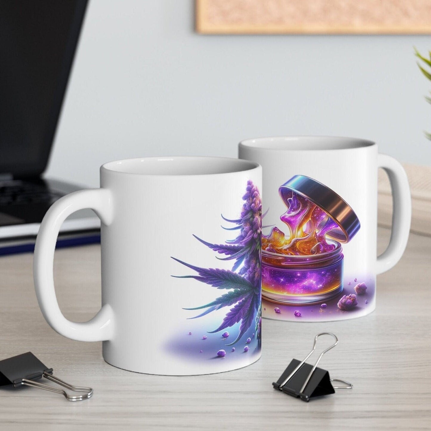 WEED/WAX MUG - Marijuana Themed Coffee Mugs, Weed and Wax Concentrate Graphic - Perfect Gift for Smokers, Weed Lovers, Stoners - Dabs Gifts