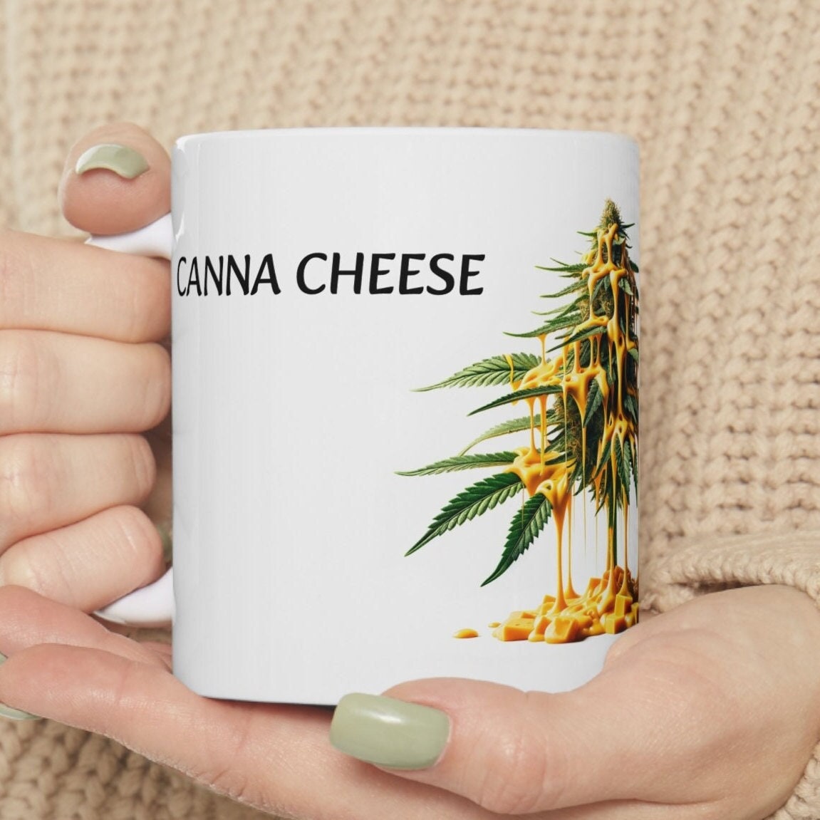 CANNA CHEESE - Weed Coffee Mug (11oz) - Perfect Strains Gift for Smokers, Stoners, Growers; Wake and Bake Mug / 420 Weed Mug, Marijuana Gift