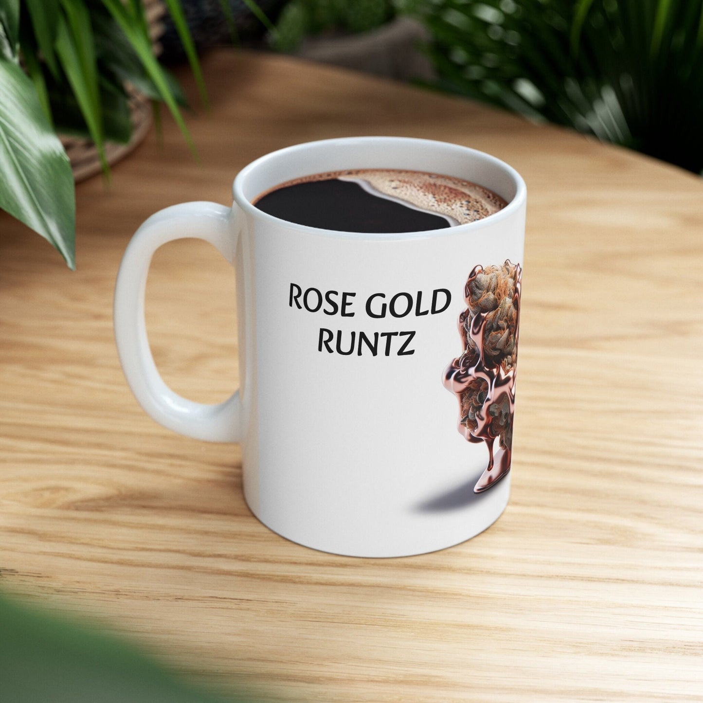 ROSE GOLD - Weed Coffee Mug (11oz) - Perfect Strains Gift for Smokers, Stoners, Growers; Wake and Bake Mug / 420 Weed Mug, Marijuana Gift