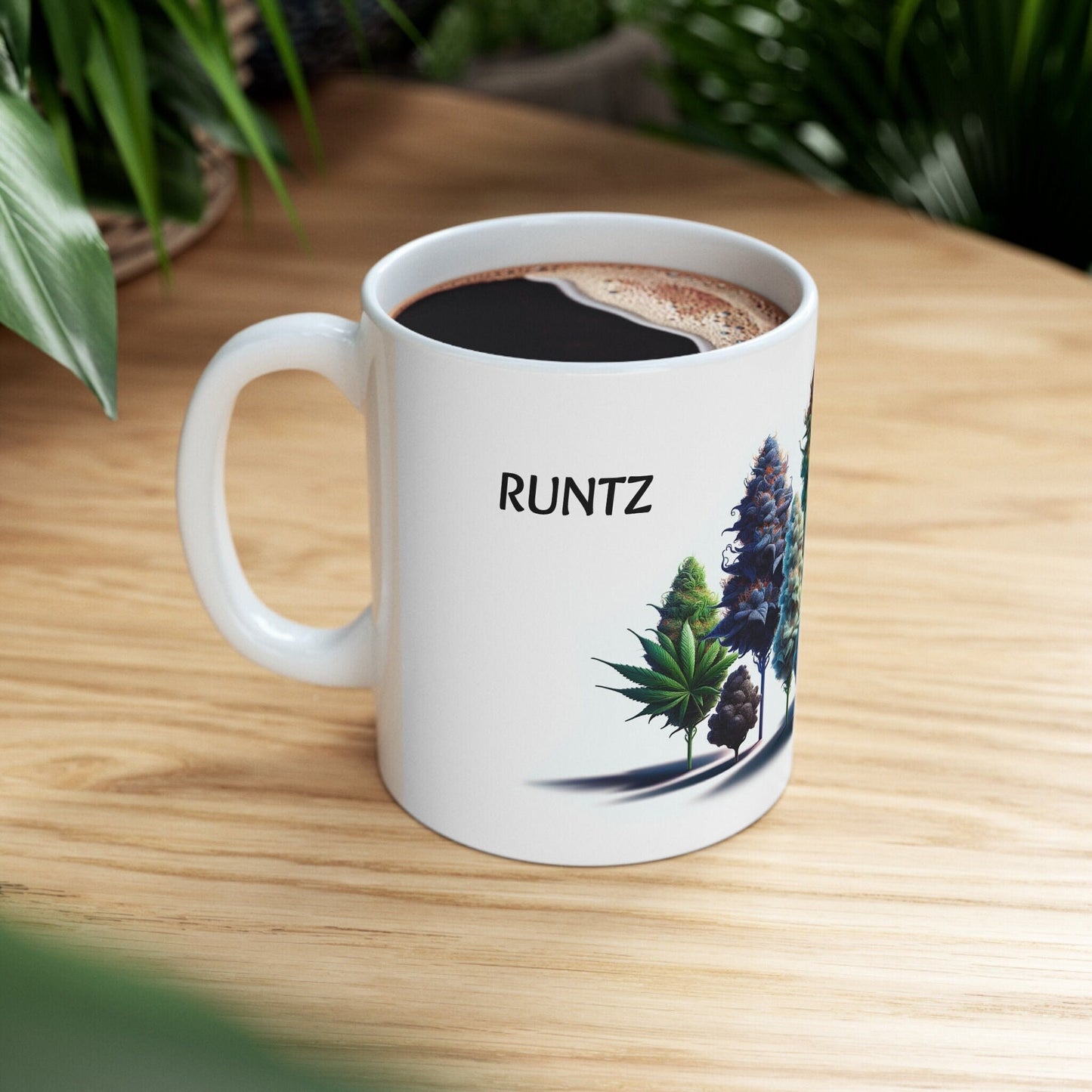 RUNTZ - Weed Coffee Mug (11oz) - Perfect Strains Gift for Smokers, Stoners, Growers; Wake and Bake Mug / 420 Weed Mug, Marijuana Gift