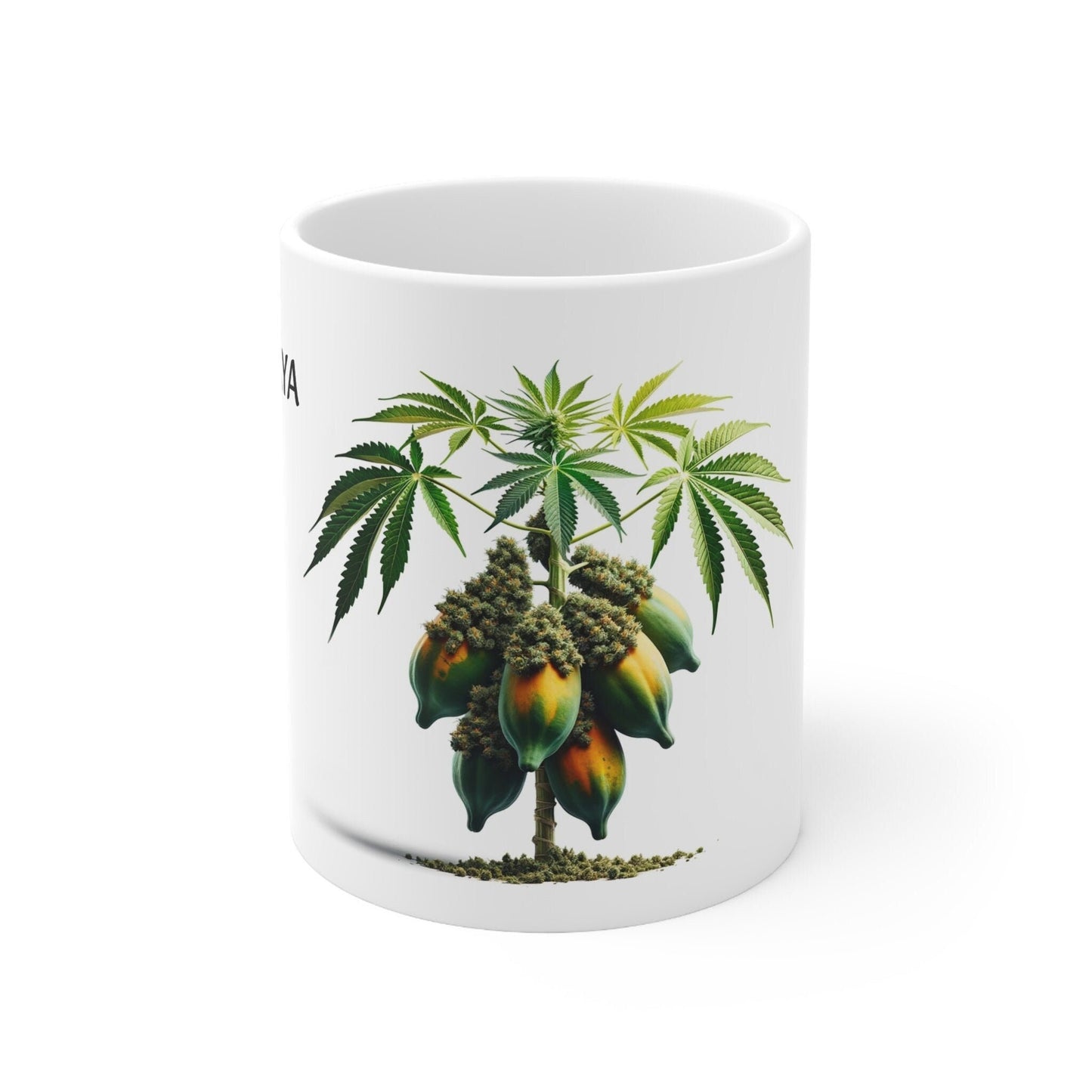 PAPAYA - Weed Coffee Mug (11oz) - Perfect Strains Gift for Smokers, Stoners, Growers; Wake and Bake Mug / 420 Weed Mug, Marijuana Gift
