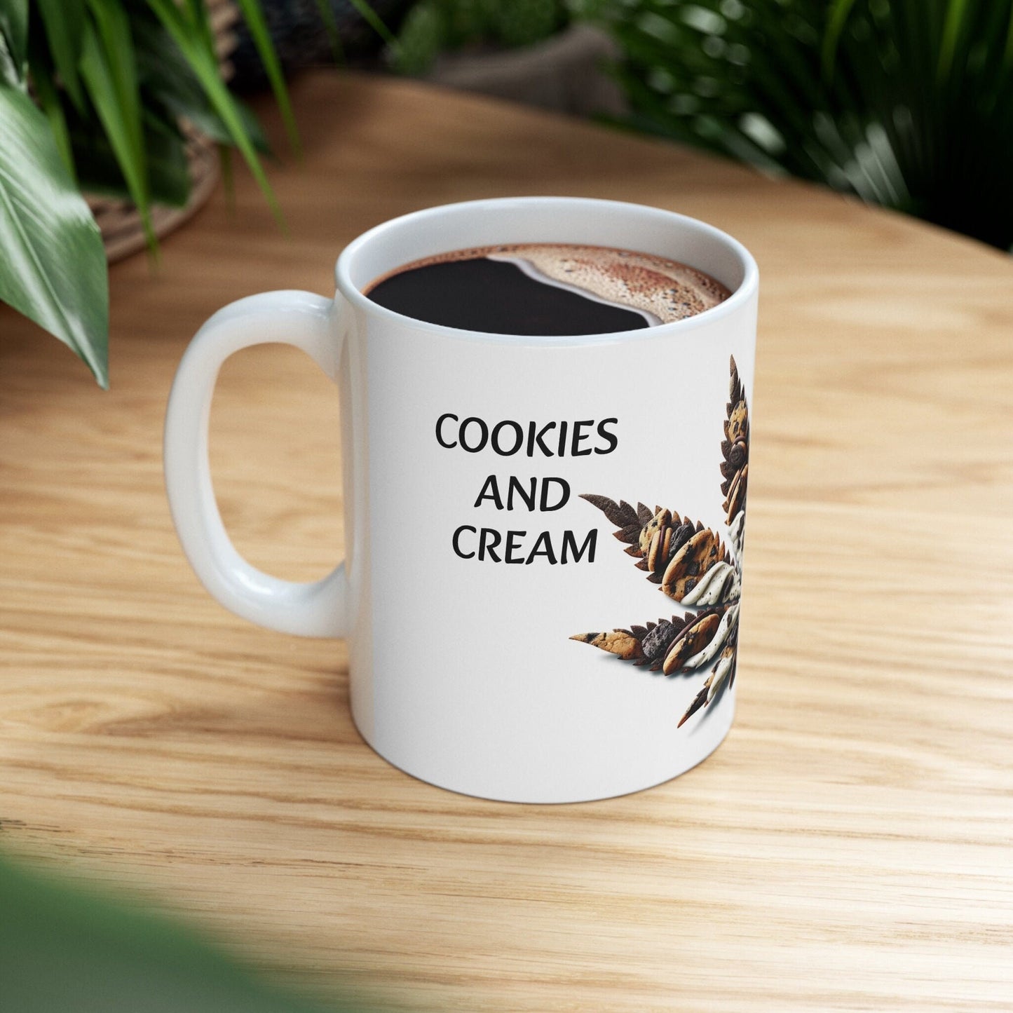 COOKIES AND CREAM - Weed Coffee Mug (11oz) - Perfect Strains Gift for Smokers, Stoners, Growers; Wake & Bake / 420 Weed Mug, Marijuana Gift