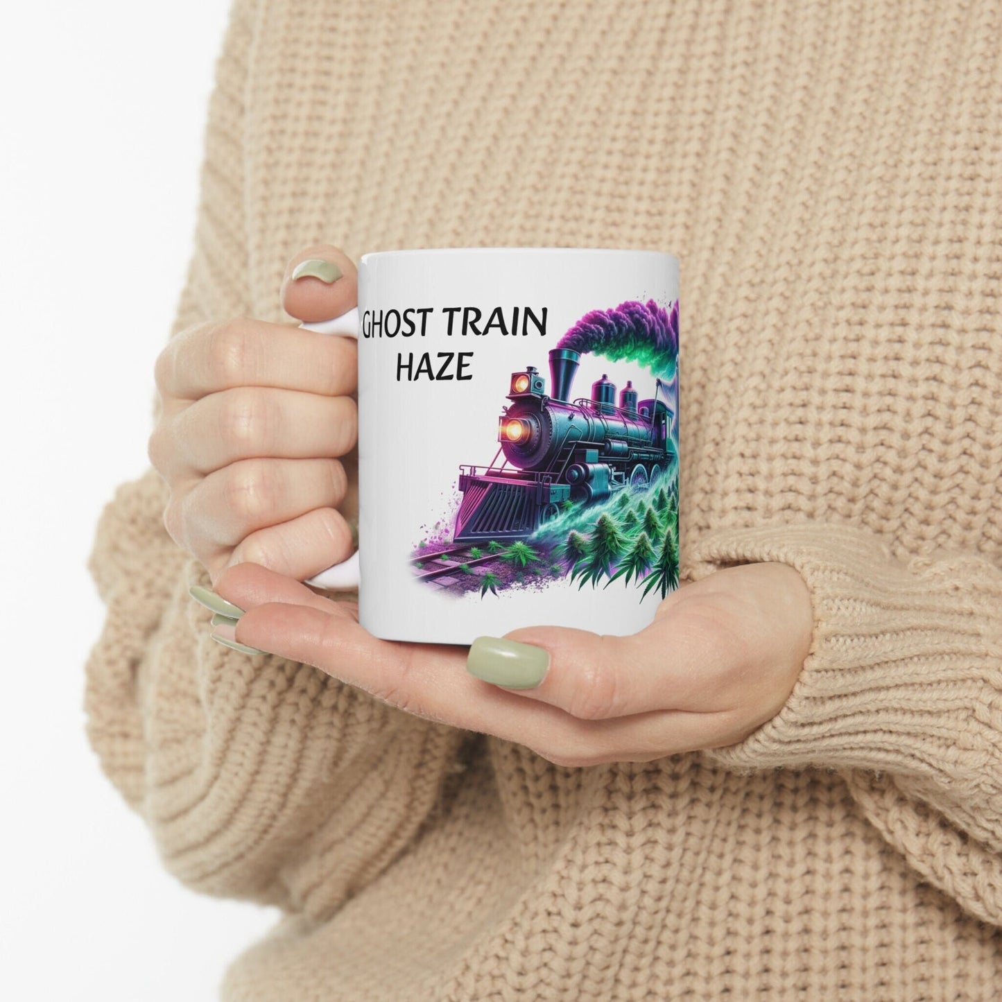 GHOST TRAIN HAZE - Weed Coffee Mug (11oz) - Perfect Strains Gift for Smokers, Stoners, Growers; Wake and Bake / 420 Weed Mug, Marijuana Gift