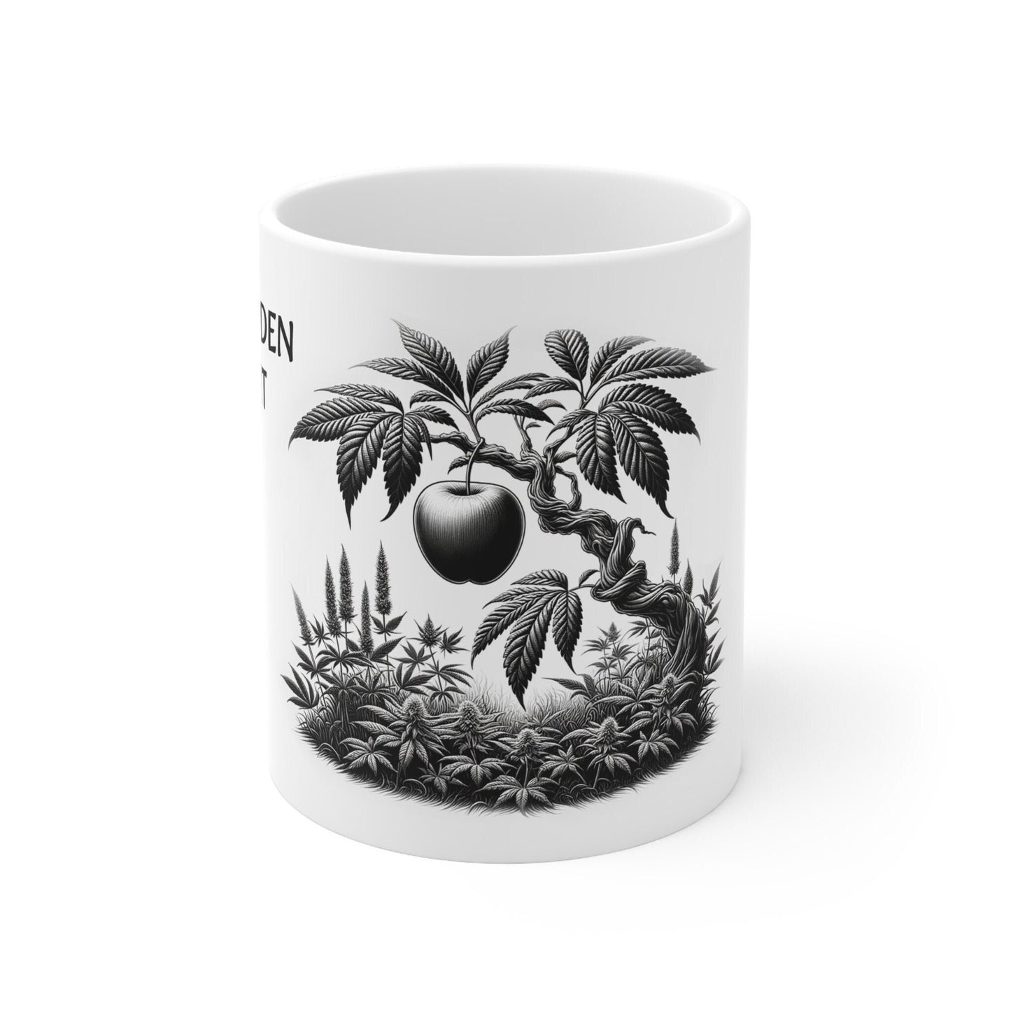 FORBIDDEN FRUIT - Weed Coffee Mug (11oz) - Perfect Strains Gift for Smokers, Stoners, Growers; Wake and Bake / 420 Weed Mug, Marijuana Gift