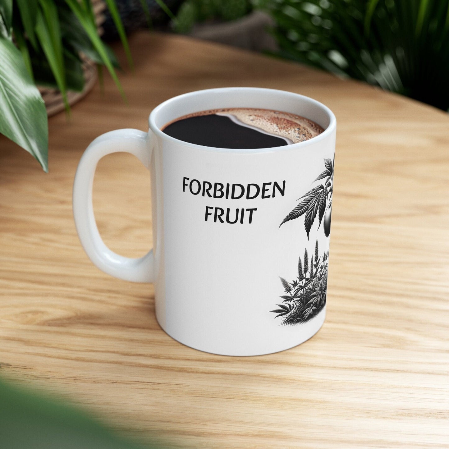 FORBIDDEN FRUIT - Weed Coffee Mug (11oz) - Perfect Strains Gift for Smokers, Stoners, Growers; Wake and Bake / 420 Weed Mug, Marijuana Gift