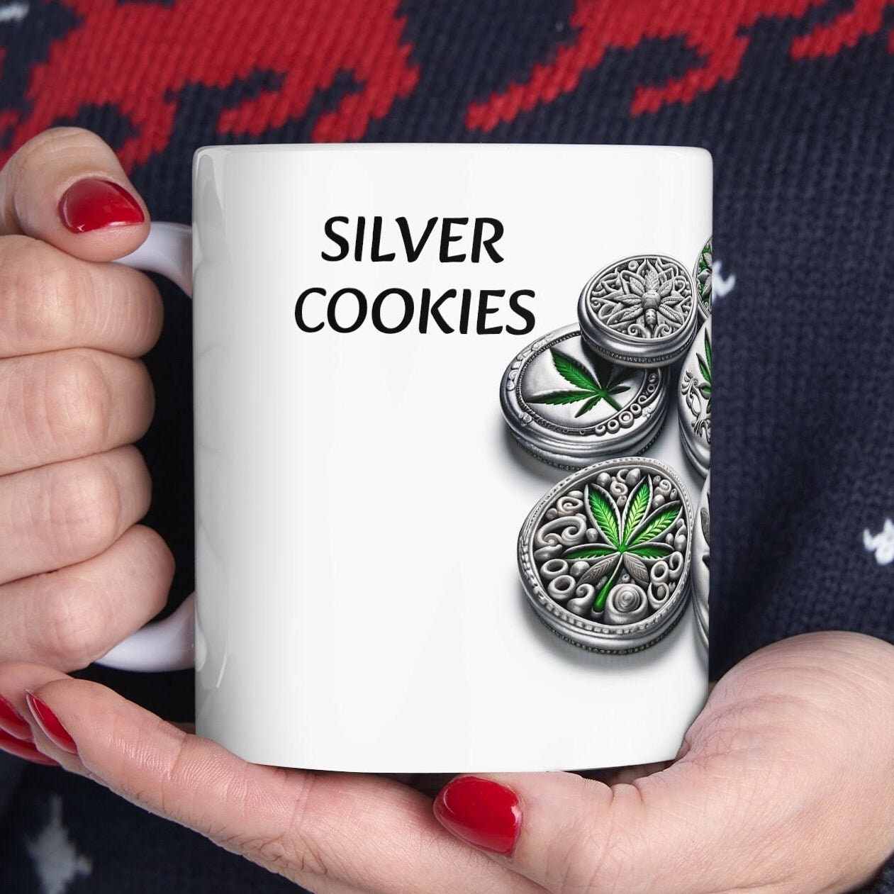 SILVER COOKIES - Weed Coffee Mug (11oz) - Perfect Strains Gift for Smokers, Stoners, Growers; Wake & Bake Mug / 420 Weed Mug, Marijuana Gift