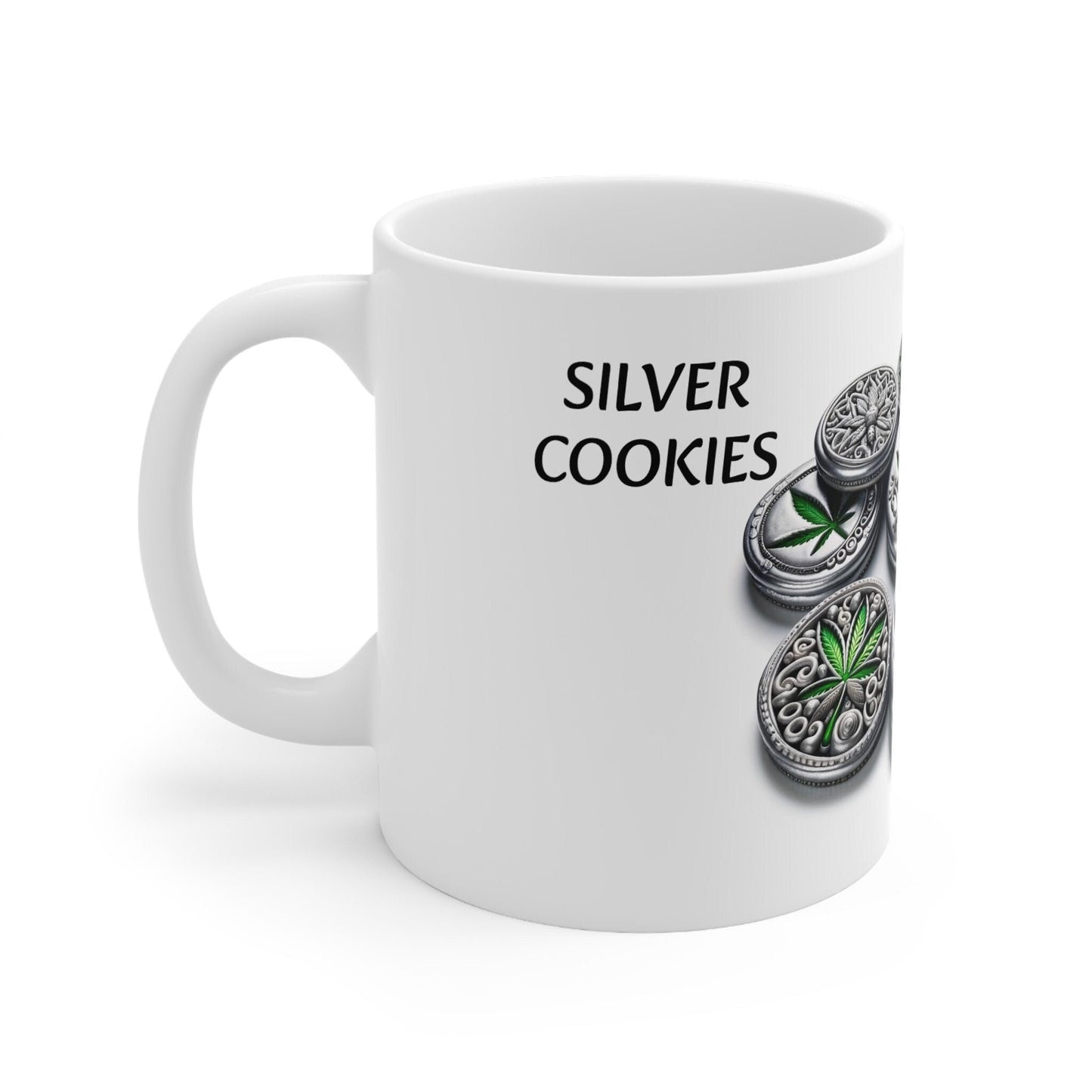 SILVER COOKIES - Weed Coffee Mug (11oz) - Perfect Strains Gift for Smokers, Stoners, Growers; Wake & Bake Mug / 420 Weed Mug, Marijuana Gift