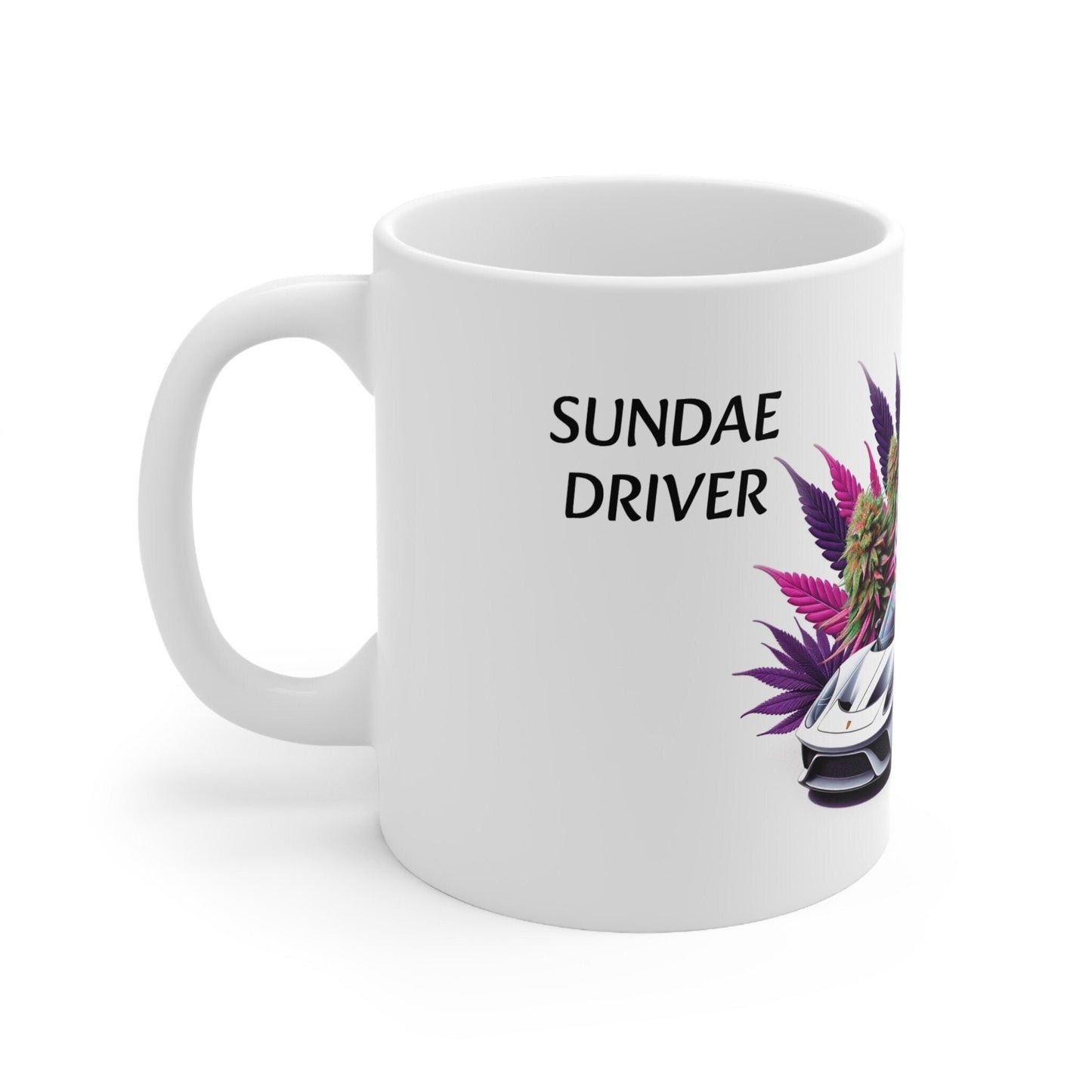 SUNDAE DRIVER - Weed Coffee Mug (11oz) - Perfect Strains Gift for Smokers, Stoners, Growers; Wake & Bake Mug / 420 Weed Mug, Marijuana Gift