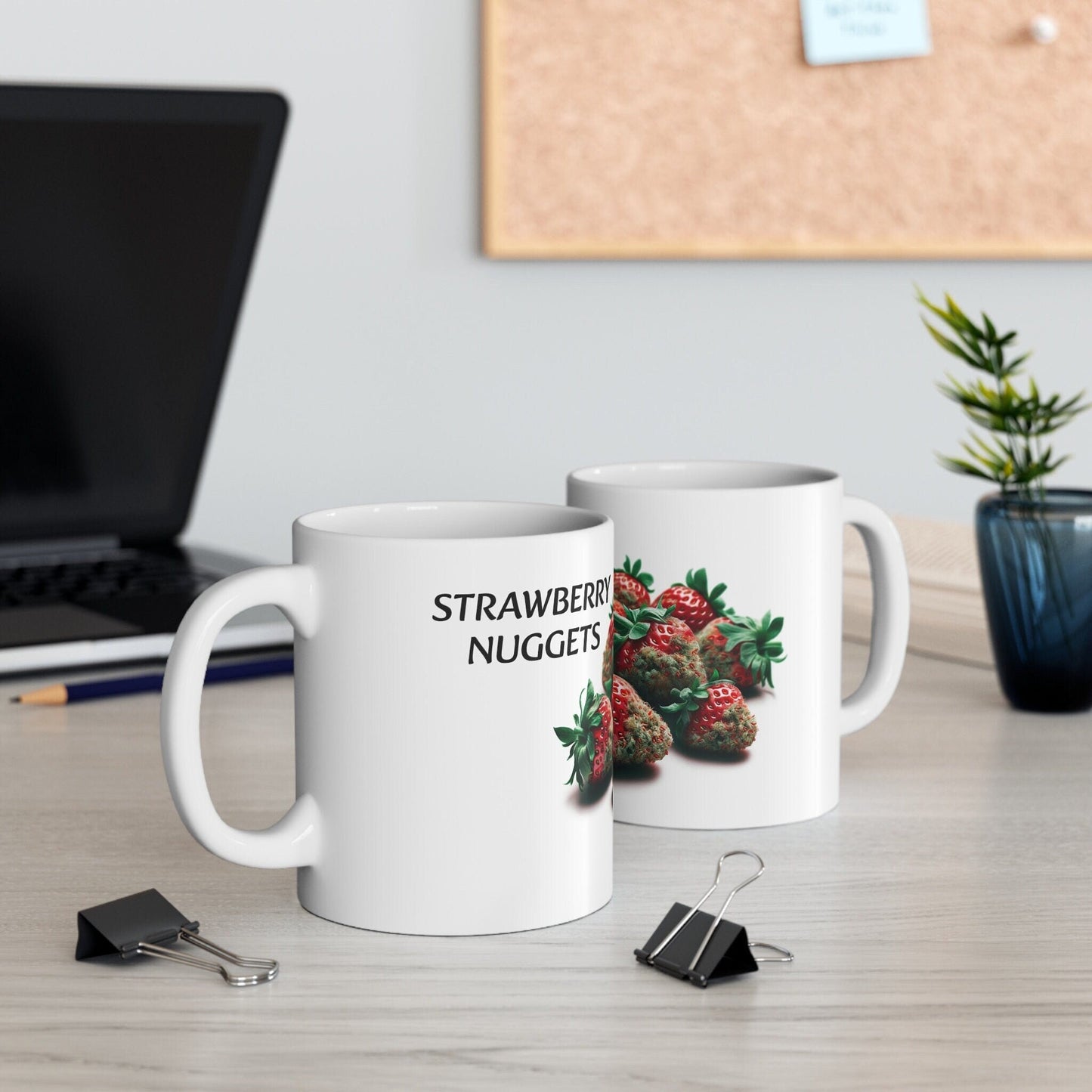 STRAWBERRY NUGGETS - Weed Coffee Mug (11oz) - Perfect Strains Gift for Smokers, Stoners, Growers; Wake & Bake / 420 Weed Mug, Marijuana Gift