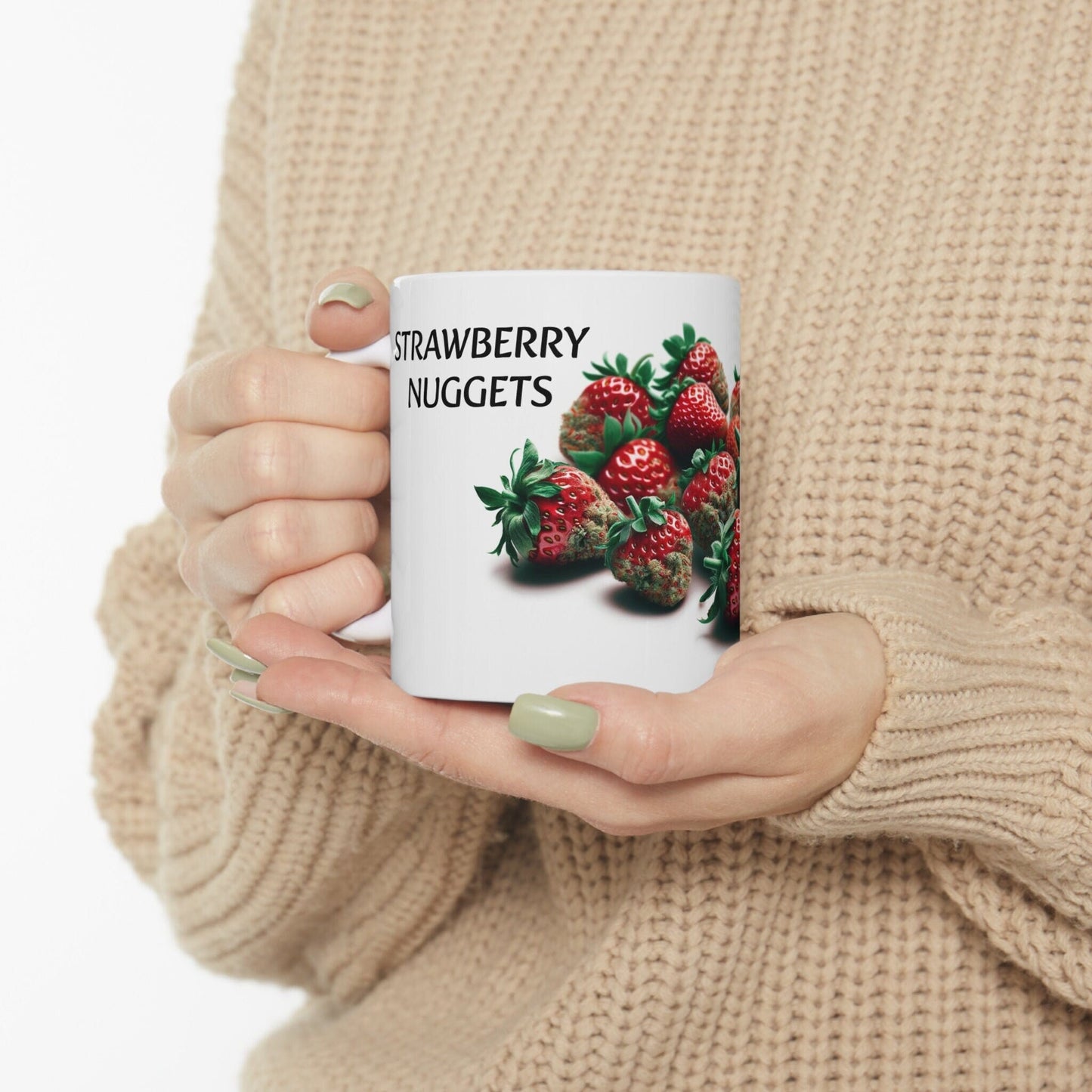 STRAWBERRY NUGGETS - Weed Coffee Mug (11oz) - Perfect Strains Gift for Smokers, Stoners, Growers; Wake & Bake / 420 Weed Mug, Marijuana Gift