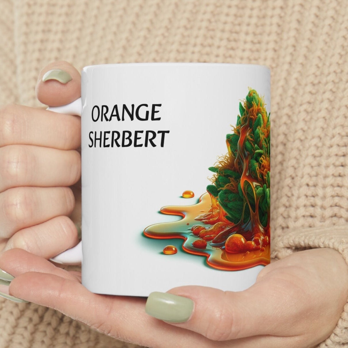 ORANGE SHERBERT - Weed Coffee Mug (11oz) - Perfect Strains Gift for Smokers, Stoners, Growers; Wake and Bake / 420 Weed Mug, Marijuana Gift