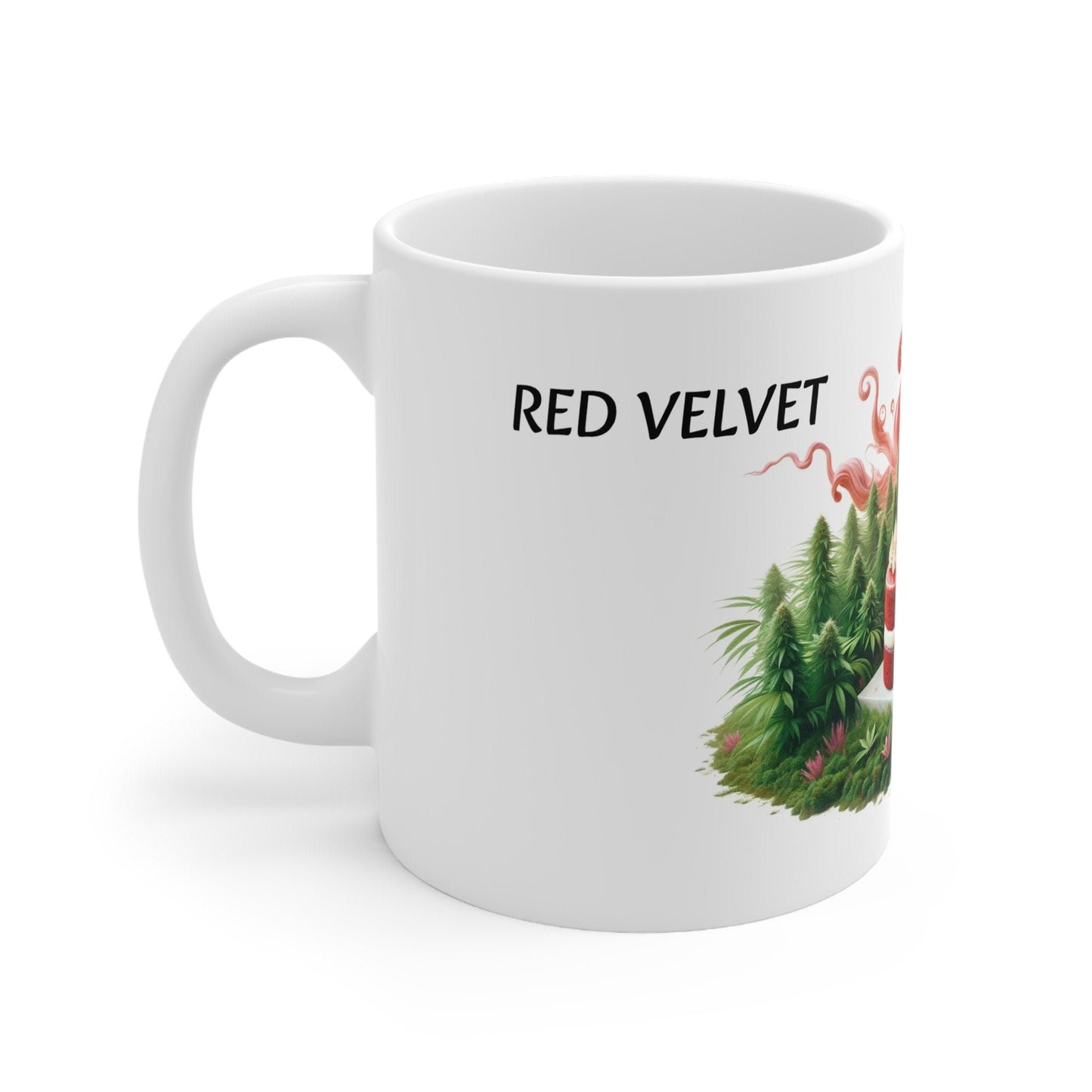 RED VELVET - Weed Coffee Mug (11oz) - Perfect Strains Gift for Smokers, Stoners, Growers; Wake and Bake Mug / 420 Weed Mug, Marijuana Gift