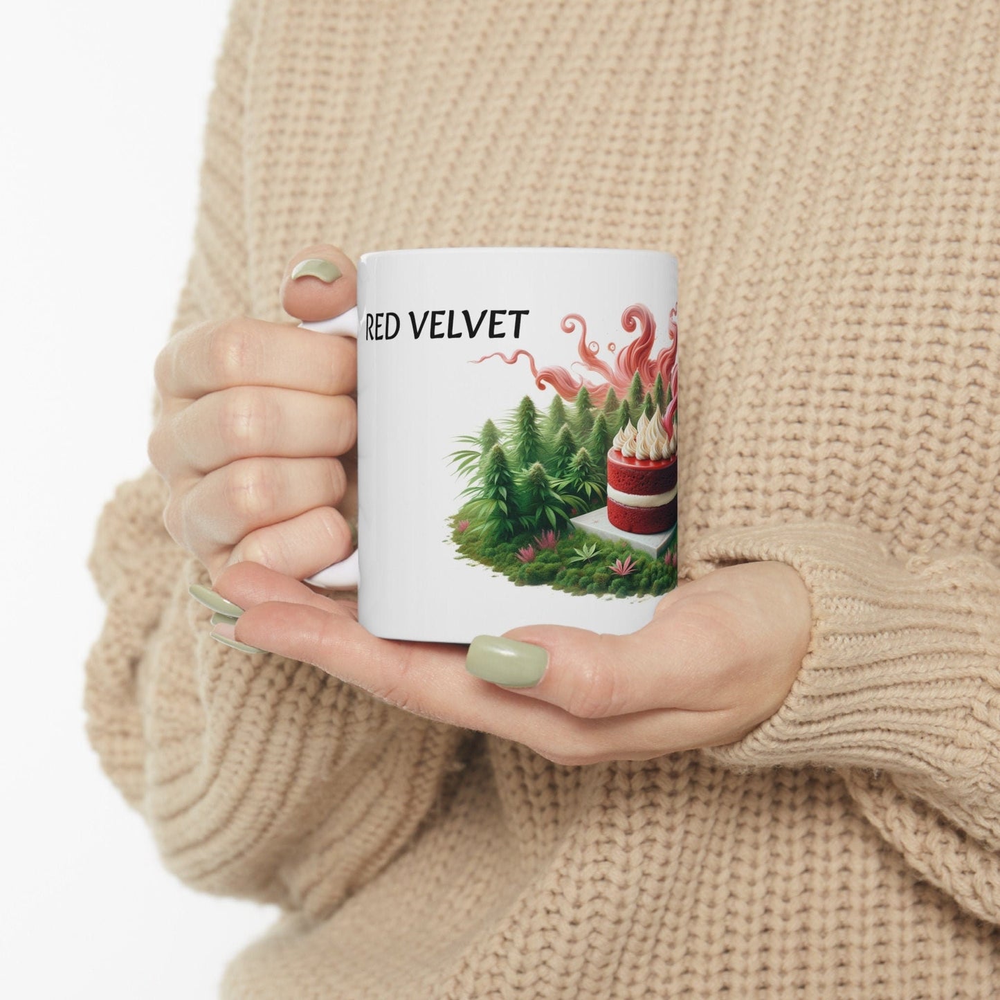 RED VELVET - Weed Coffee Mug (11oz) - Perfect Strains Gift for Smokers, Stoners, Growers; Wake and Bake Mug / 420 Weed Mug, Marijuana Gift