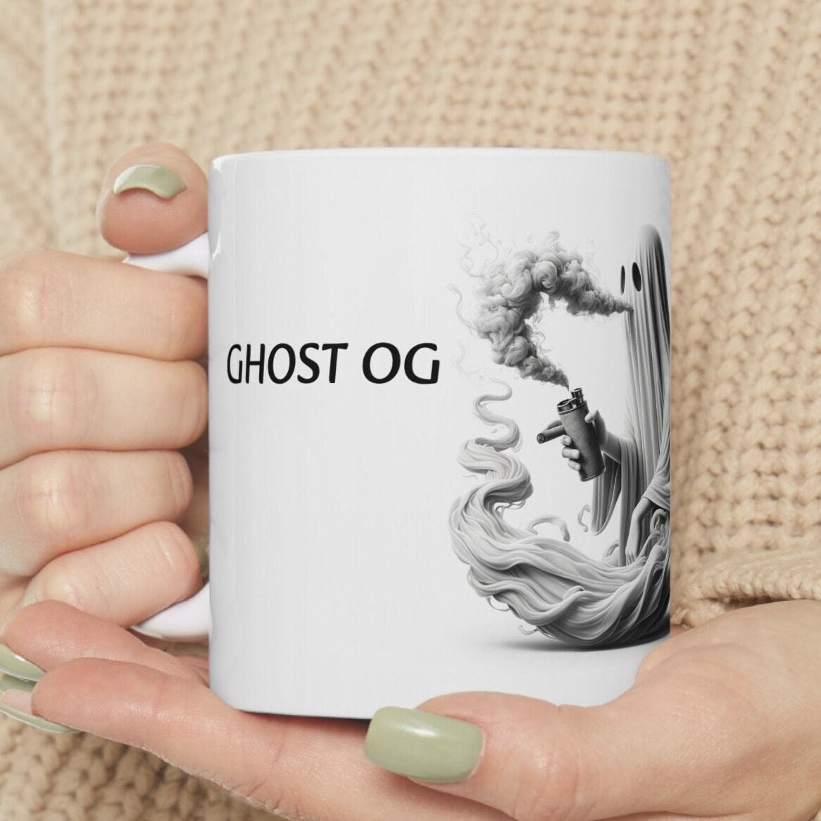 GHOST OG - Weed Coffee Mug (11oz) - Perfect Strains Gift for Smokers, Stoners, Growers; Wake and Bake Mug / 420 Weed Mug, Marijuana Gift