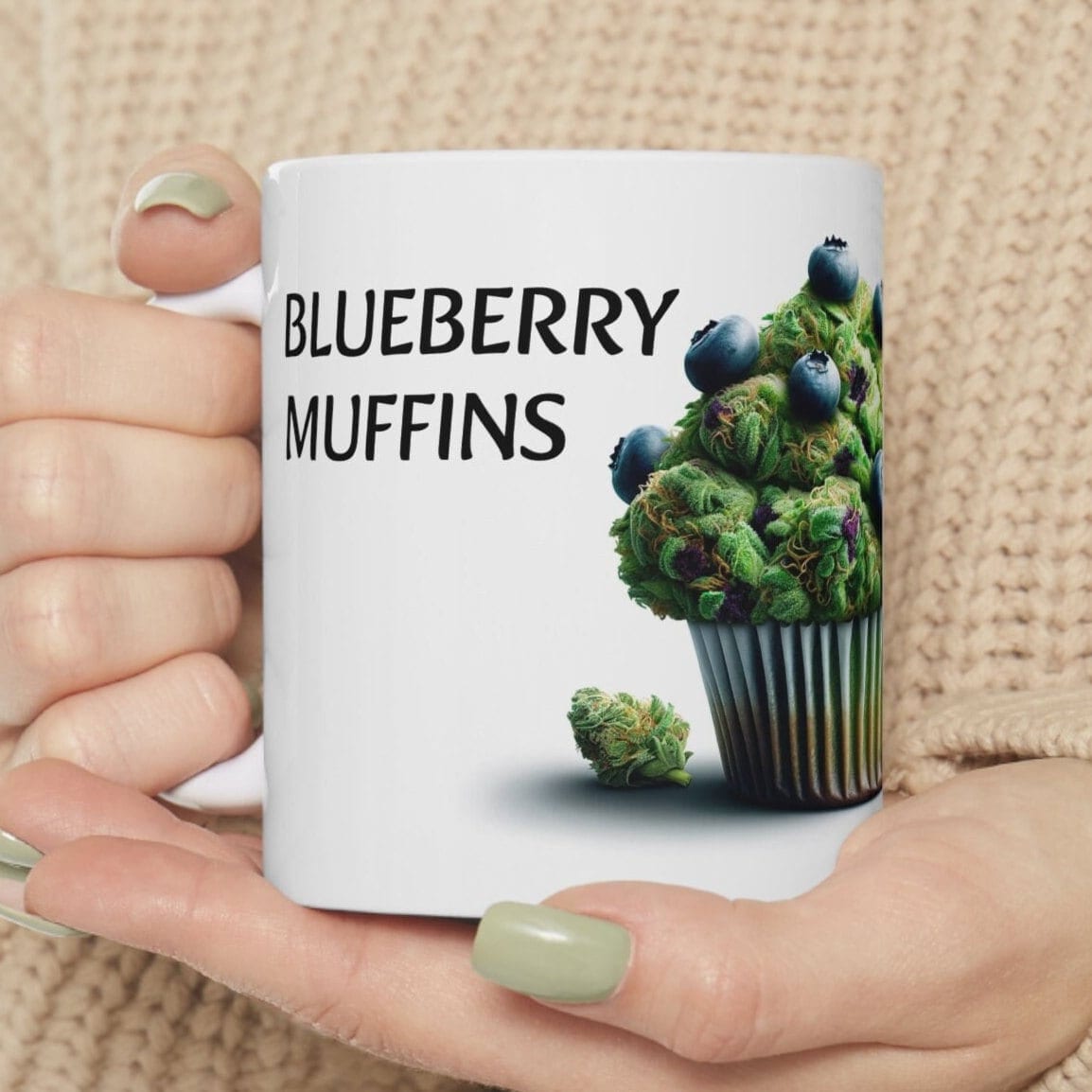 BLUEBERRY MUFFINS - Weed Coffee Mug (11oz) - Perfect Strains Gift for Smokers, Stoners, Growers; Wake & Bake / 420 Weed Mug, Marijuana Gift