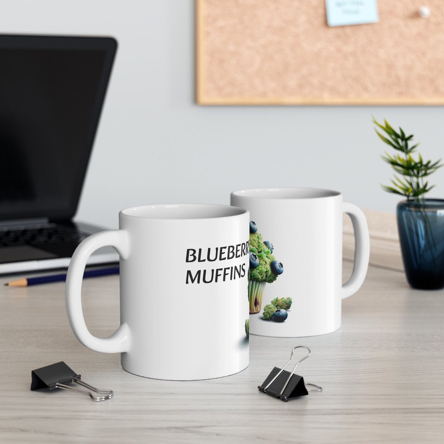 BLUEBERRY MUFFINS - Weed Coffee Mug (11oz) - Perfect Strains Gift for Smokers, Stoners, Growers; Wake & Bake / 420 Weed Mug, Marijuana Gift