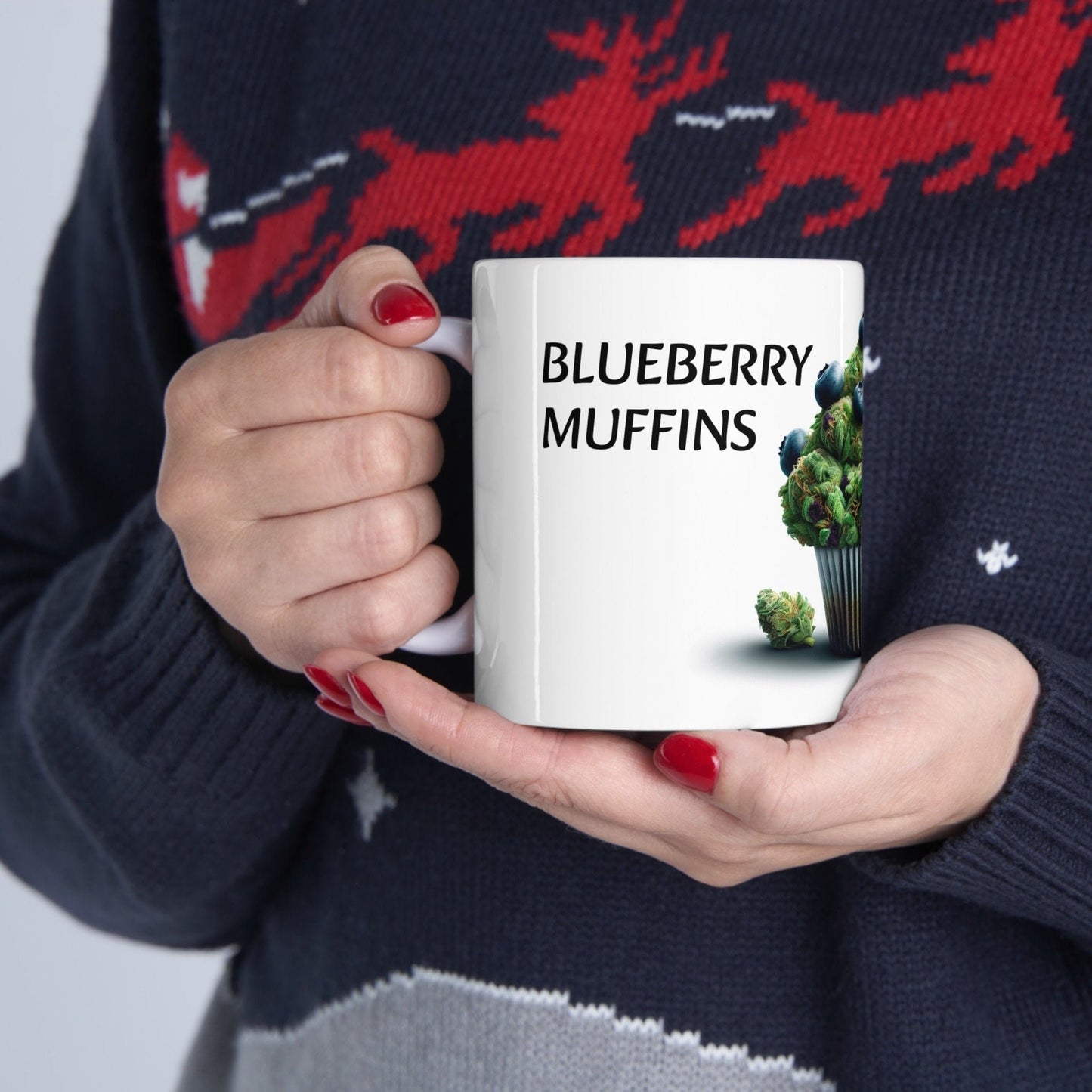 BLUEBERRY MUFFINS - Weed Coffee Mug (11oz) - Perfect Strains Gift for Smokers, Stoners, Growers; Wake & Bake / 420 Weed Mug, Marijuana Gift