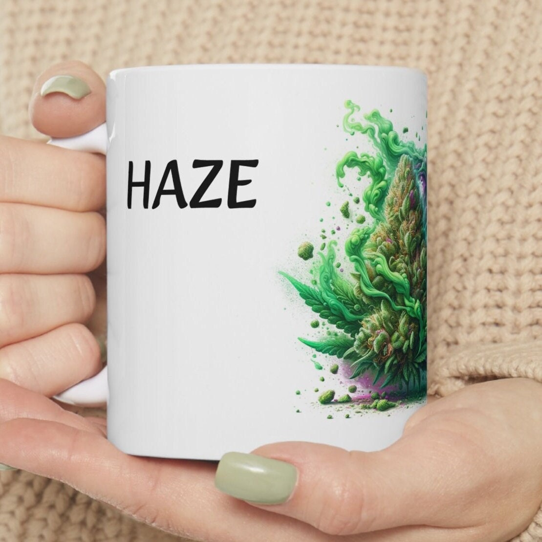 HAZE - Weed Coffee Mug (11oz) - Perfect Strains Gift for Smokers, Stoners, Growers; Wake and Bake Mug / 420 Weed Mug, Marijuana Gift