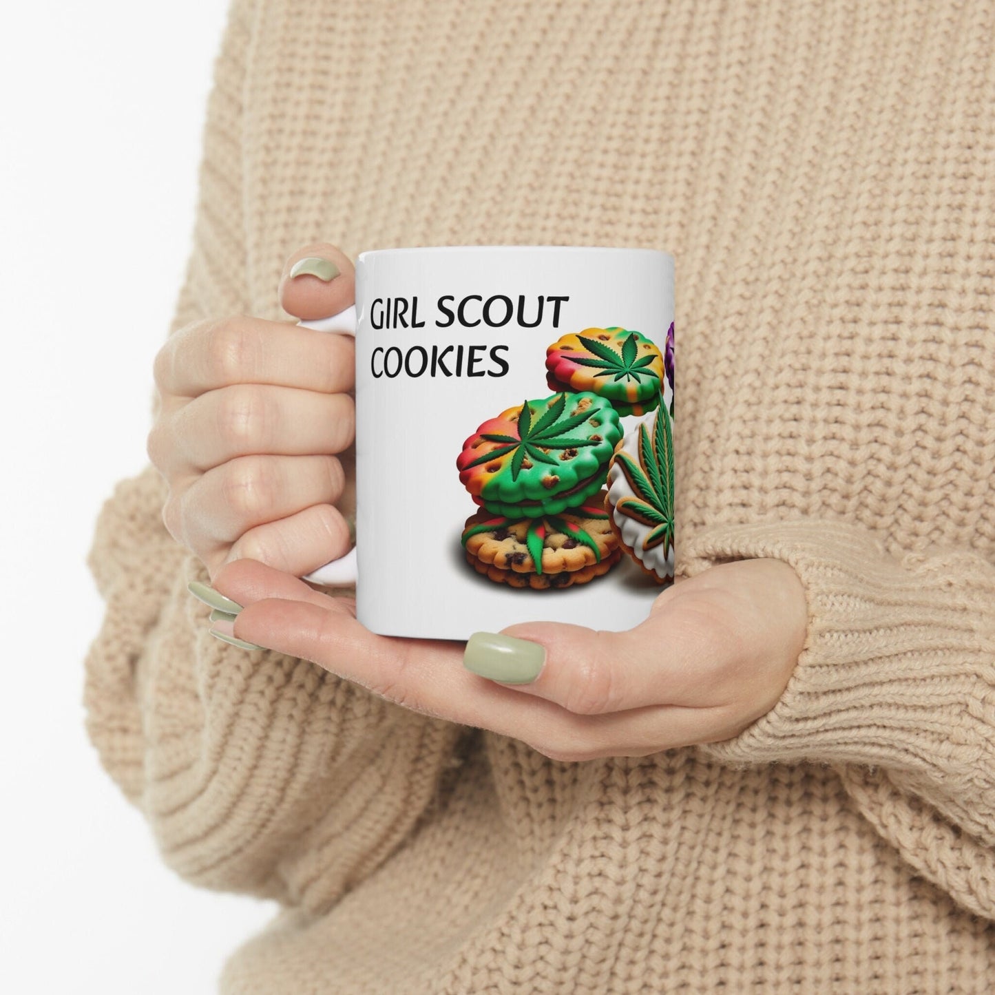 GIRL SCOUT COOKIES - Weed Coffee Mug (11oz) - Perfect Strains Gift for Smokers, Stoners, Growers; Wake & Bake / 420 Weed Mug, Marijuana Gift