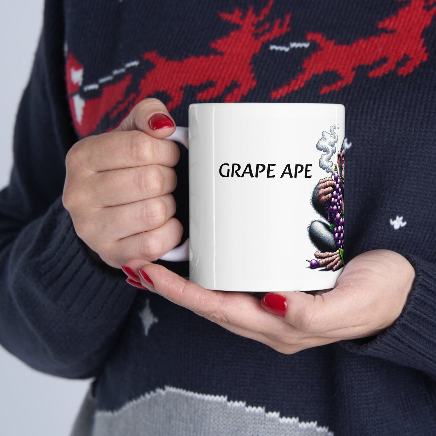 GRAPE APE - Weed Coffee Mug (11oz) - Perfect Strains Gift for Smokers, Stoners, Growers; Wake and Bake Mug / 420 Weed Mug, Marijuana Gift