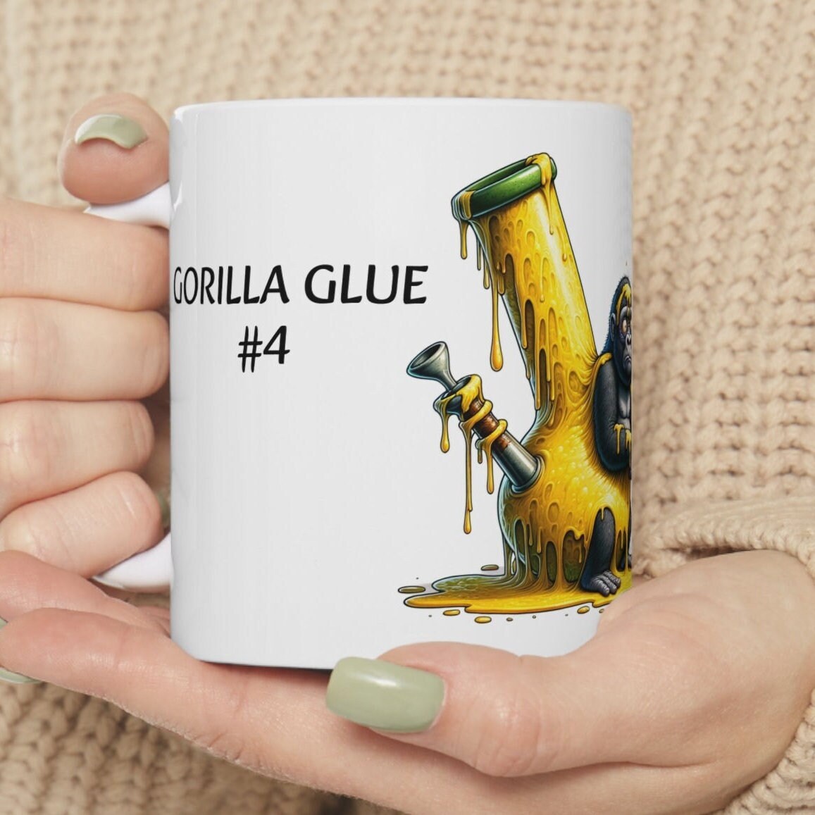 GORILLA GLUE - Weed Coffee Mug (11oz) - Perfect Strains Gift for Smokers, Stoners, Growers; Wake and Bake Mug / 420 Weed Mug, Marijuana Gift