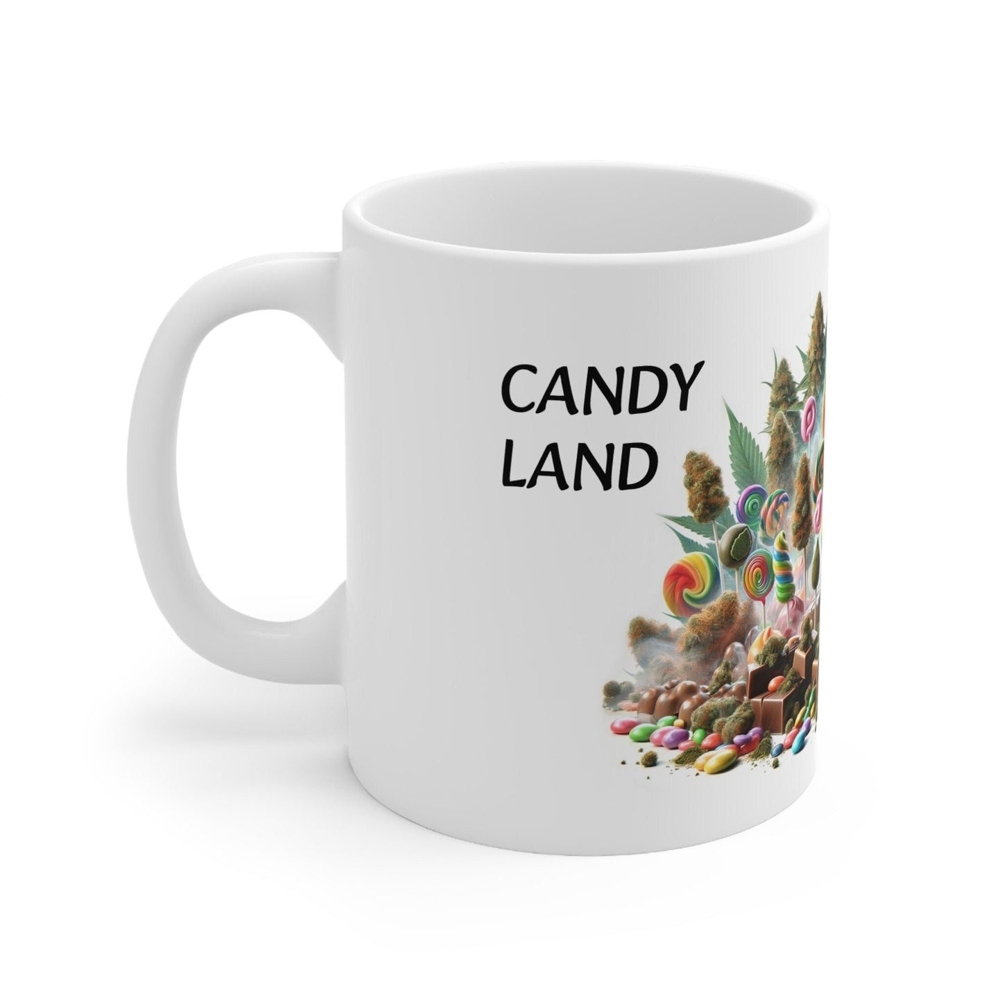 CANDY LAND - Weed Coffee Mug (11oz) - Perfect Strains Gift for Smokers, Stoners, Growers; Wake & Bake Mug / 420 Weed Mug, Marijuana Gift