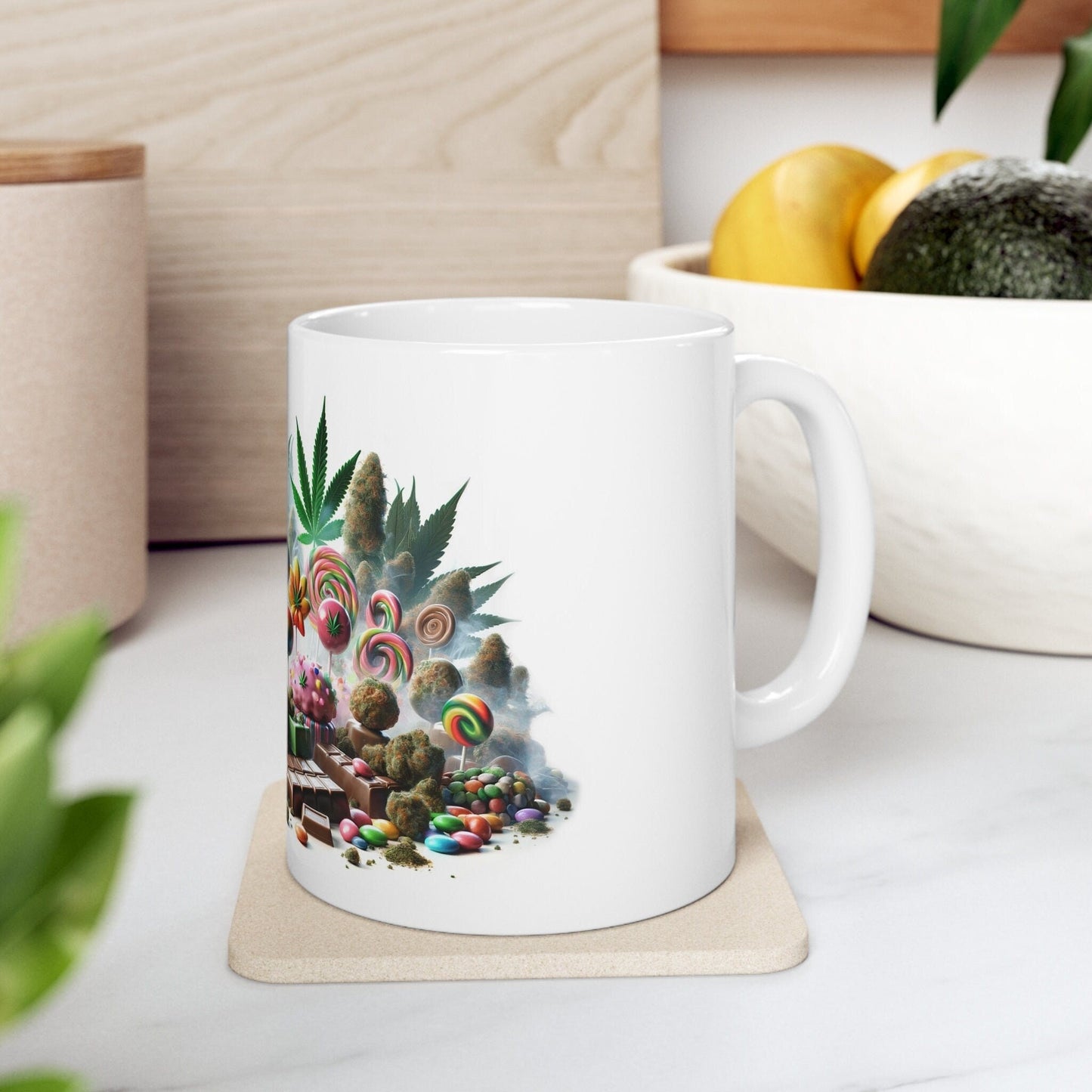 CANDY LAND - Weed Coffee Mug (11oz) - Perfect Strains Gift for Smokers, Stoners, Growers; Wake & Bake Mug / 420 Weed Mug, Marijuana Gift