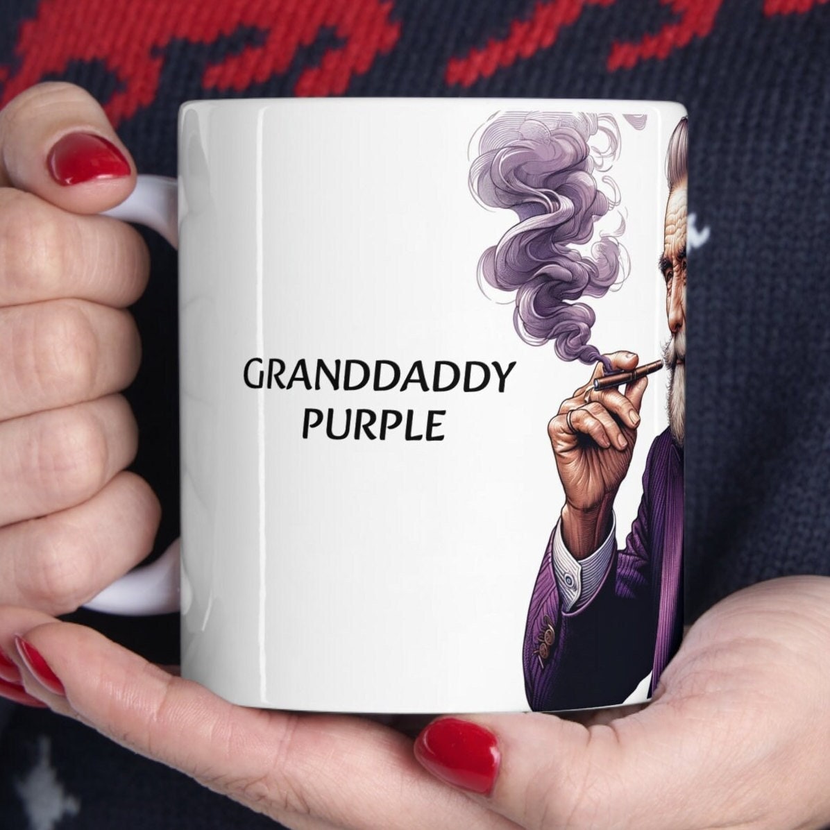 GRANDDADDY PURPLE - Weed Coffee Mug (11oz) - Perfect Strains Gift for Smokers, Stoners, Growers; Wake & Bake / 420 Weed Mug, Marijuana Gift