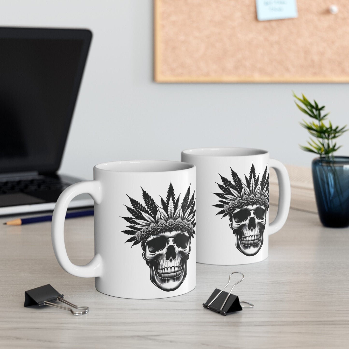 420 WEED SKULL MUG - Coffee Weed Mug (11oz) - Weed Gift for Stoners, Smokers; Wake & Bake Mug / 420 Weed Mug / Marijuana Gift, Cannabis Mug