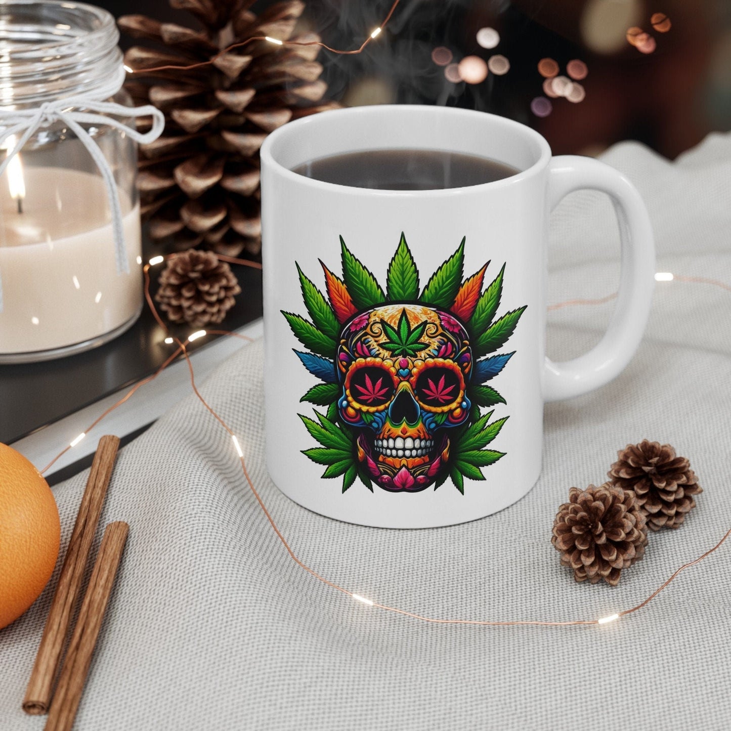 420 DAY OF DAY Skull - Coffee Weed Mug (11oz) - Weed Gift for Stoners, Smoker; Wake & Bake Mug / 420 Weed Mug / Marijuana Gift, Cannabis Mug