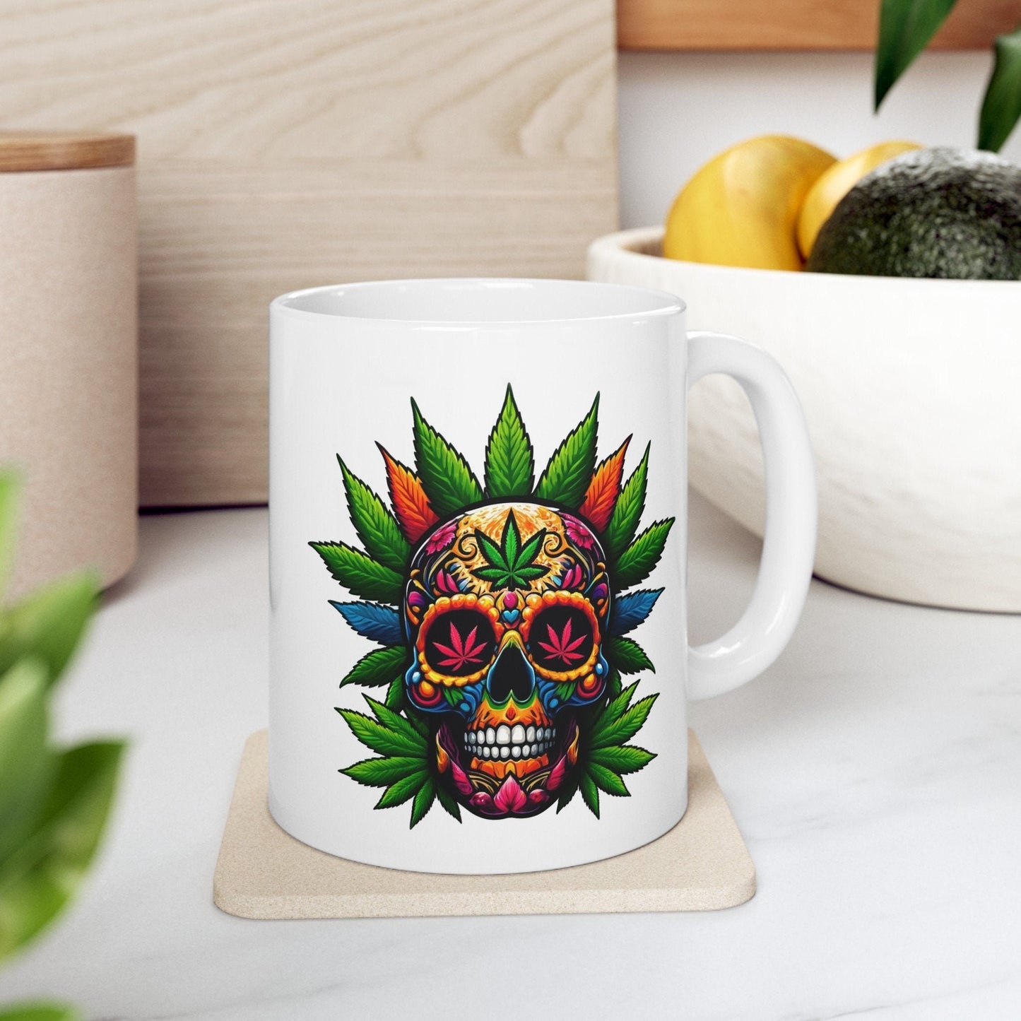 420 DAY OF DAY Skull - Coffee Weed Mug (11oz) - Weed Gift for Stoners, Smoker; Wake & Bake Mug / 420 Weed Mug / Marijuana Gift, Cannabis Mug