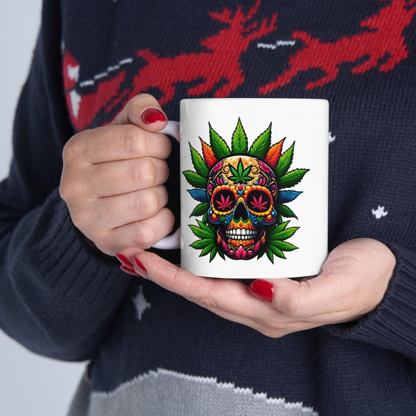 420 DAY OF DAY Skull - Coffee Weed Mug (11oz) - Weed Gift for Stoners, Smoker; Wake & Bake Mug / 420 Weed Mug / Marijuana Gift, Cannabis Mug