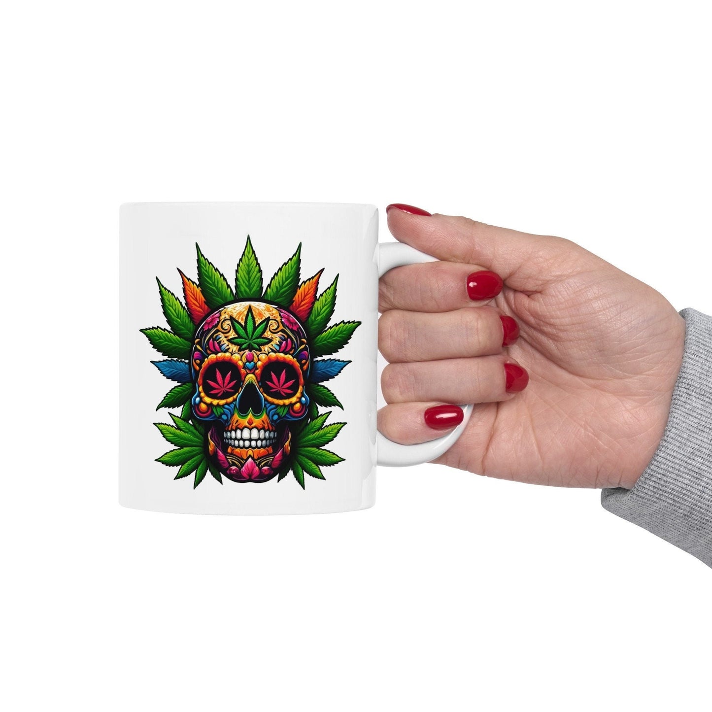420 DAY OF DAY Skull - Coffee Weed Mug (11oz) - Weed Gift for Stoners, Smoker; Wake & Bake Mug / 420 Weed Mug / Marijuana Gift, Cannabis Mug