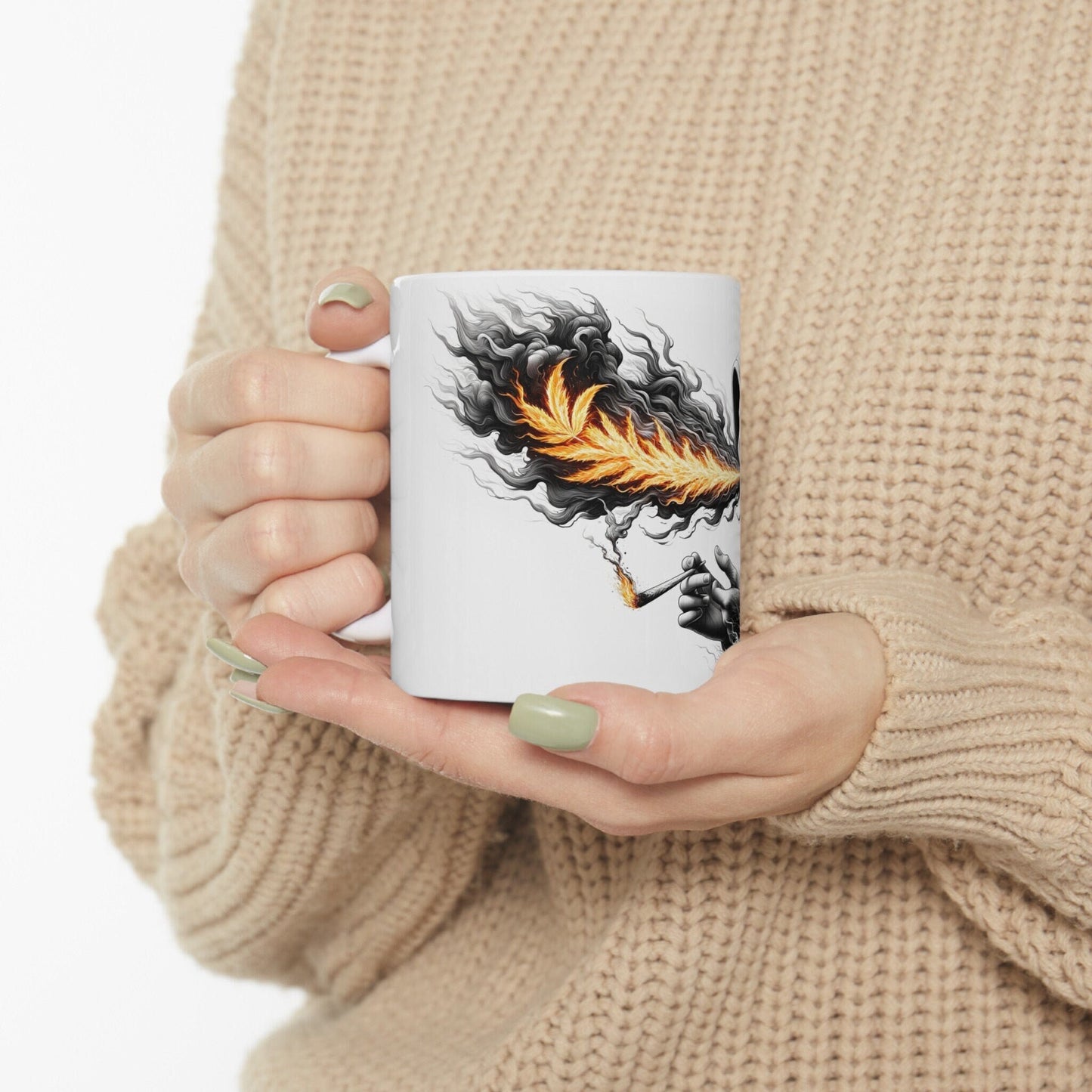 BREATHING FIRE MUG - 420 Coffee Weed Mug (11oz) - Weed Stoner Gift, Smokers; Wake & Bake Mug / 420 Weed Mug / Marijuana Gift, Cannabis Mug