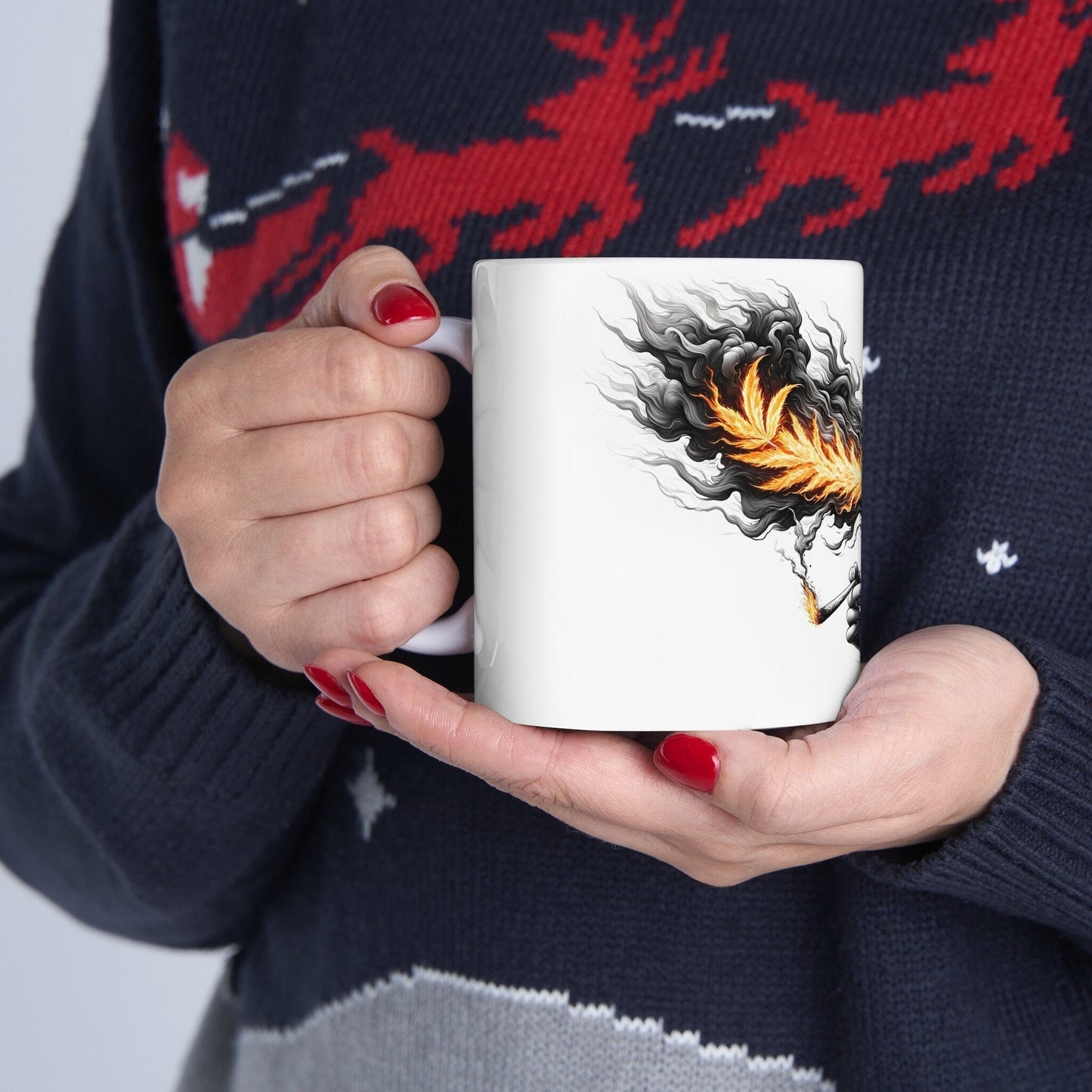 BREATHING FIRE MUG - 420 Coffee Weed Mug (11oz) - Weed Stoner Gift, Smokers; Wake & Bake Mug / 420 Weed Mug / Marijuana Gift, Cannabis Mug