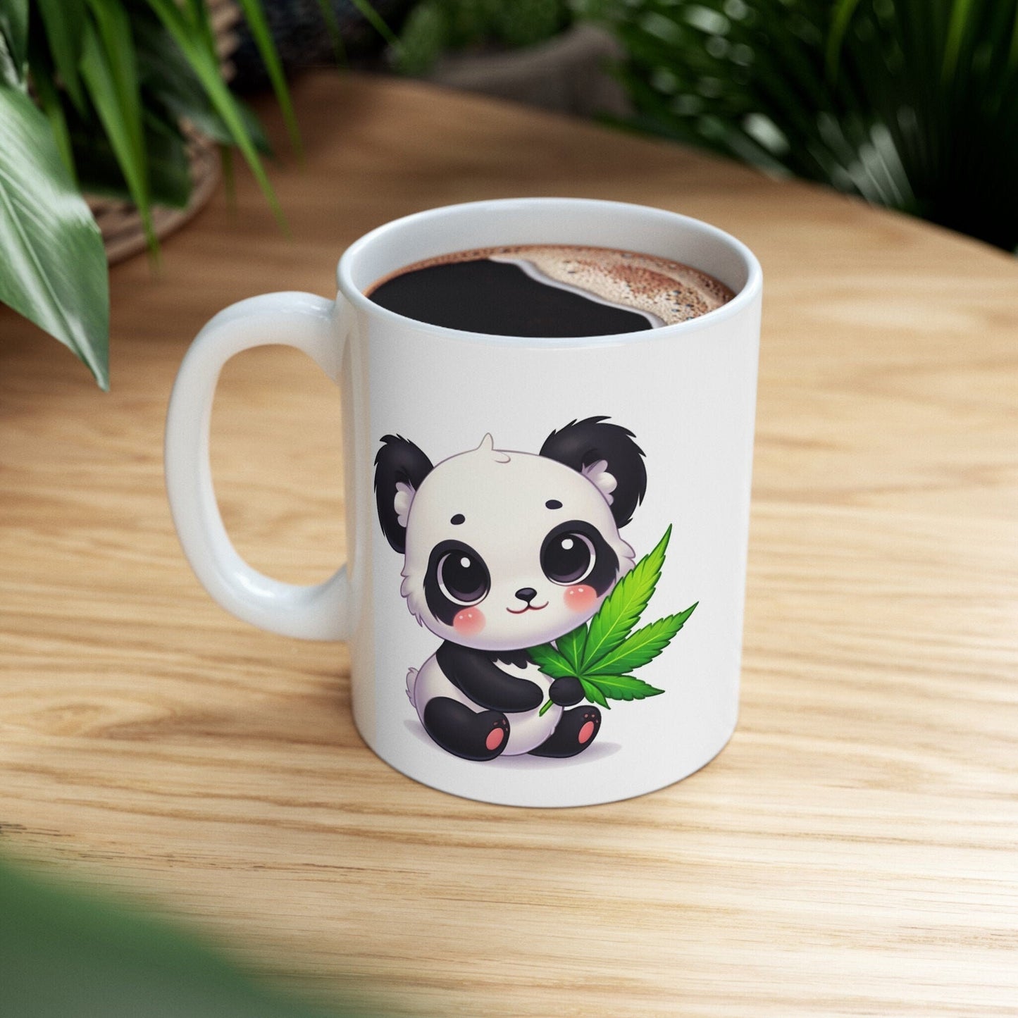 CUTE WEED PANDA - Coffee Weed Mug (11oz) - Weed Gift for Stoners, Smoker; Wake & Bake Mug / 420 Weed Mug / Marijuana Gift, 420 Cannabis Mug
