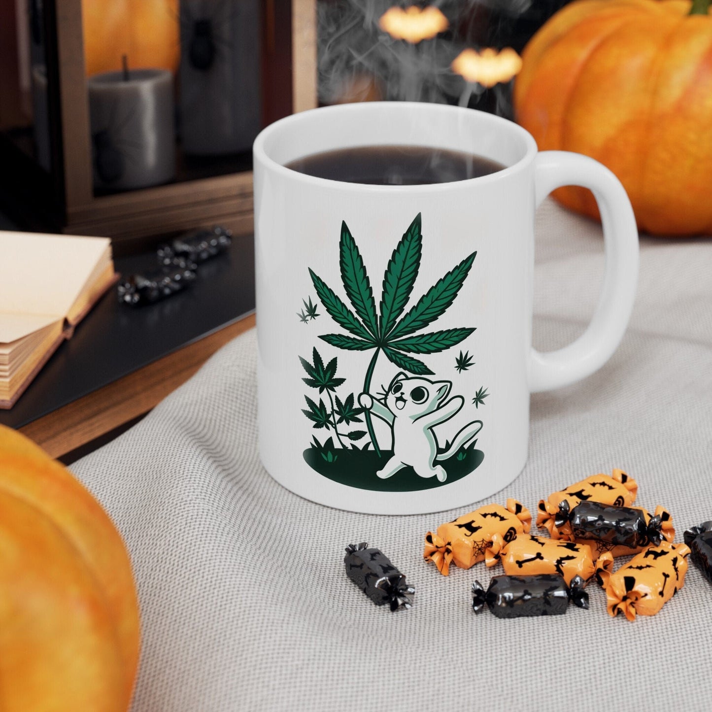 420 WEED KITTY - Coffee Weed Mug (11oz) - Weed Gift for Stoners, Smoker; Wake & Bake Mug / 420 Weed Mug / Marijuana Gift, 420 Cannabis Mug