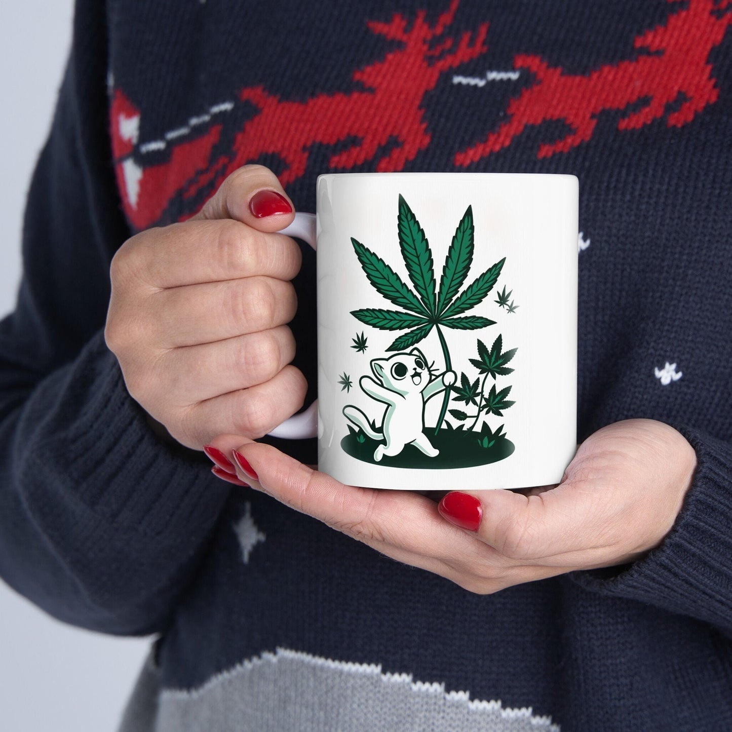420 WEED KITTY - Coffee Weed Mug (11oz) - Weed Gift for Stoners, Smoker; Wake & Bake Mug / 420 Weed Mug / Marijuana Gift, 420 Cannabis Mug
