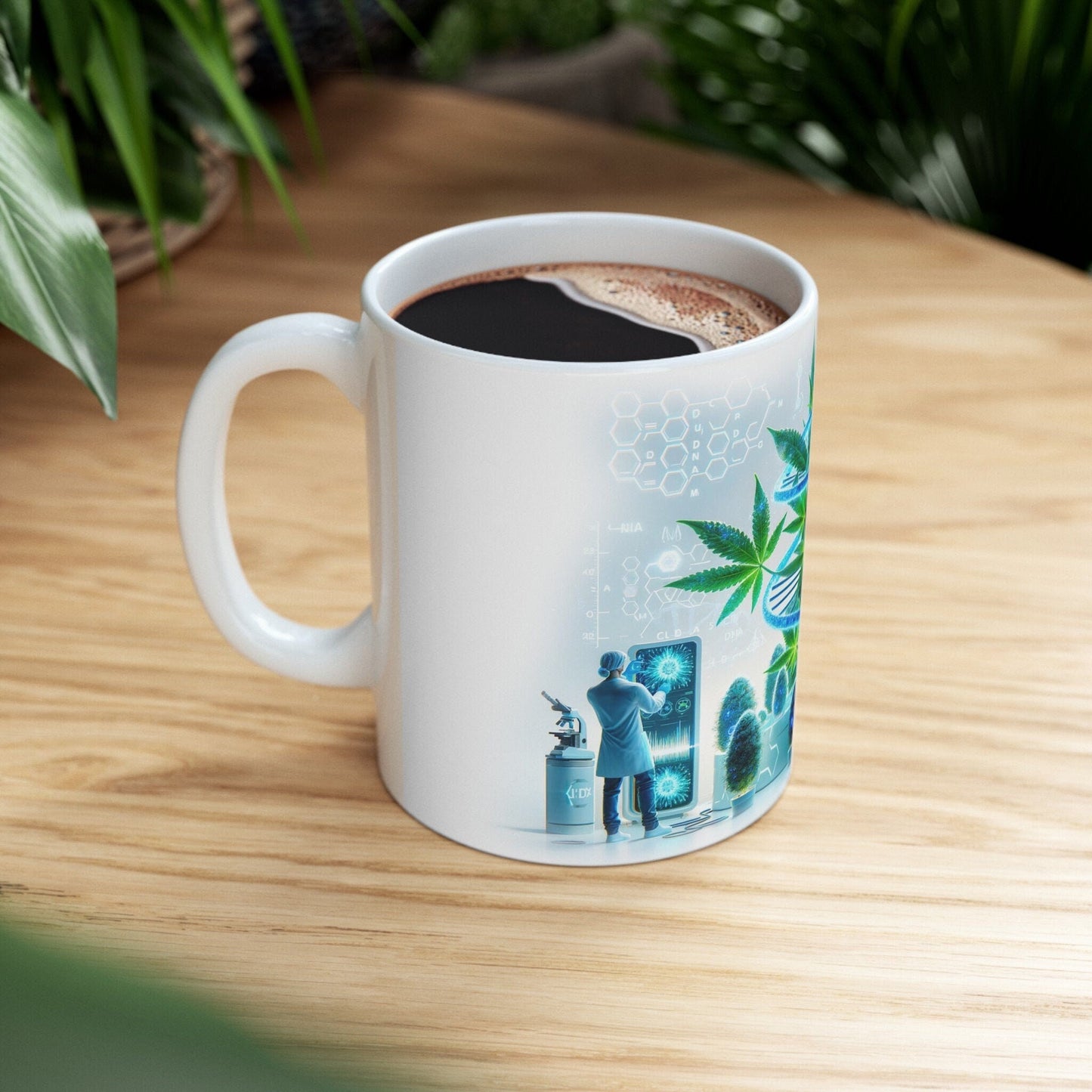 WEED GENETICS - Coffee Weed Mug (11oz) - Weed Gift for Stoners, Smokers; Wake and Bake Mug / 420 Weed Mug / Marijuana Gift, DNA Cannabis Mug