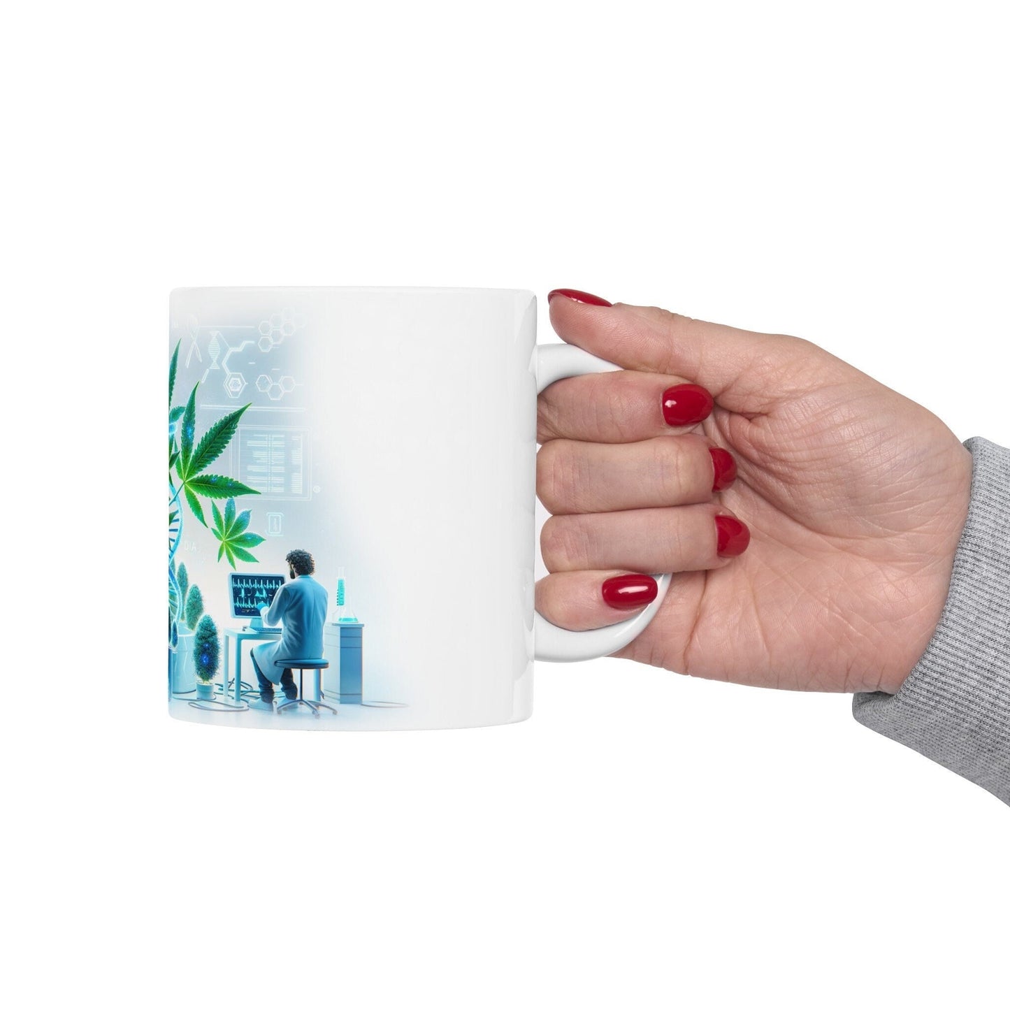 WEED GENETICS - Coffee Weed Mug (11oz) - Weed Gift for Stoners, Smokers; Wake and Bake Mug / 420 Weed Mug / Marijuana Gift, DNA Cannabis Mug