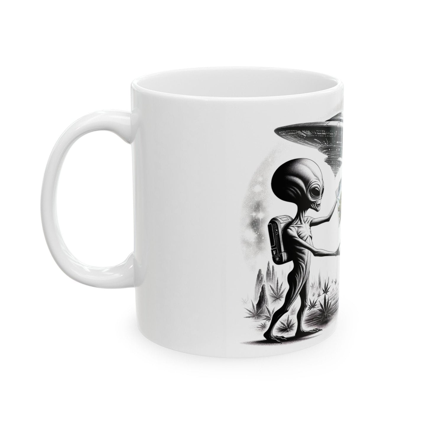 SPACE WEED DEAL - Coffee Weed Mug (11oz) - Weed Gift for Stoners, Smoker; Wake & Bake Mug / 420 Weed Mug / Marijuana Gift, Weed Cannabis Mug