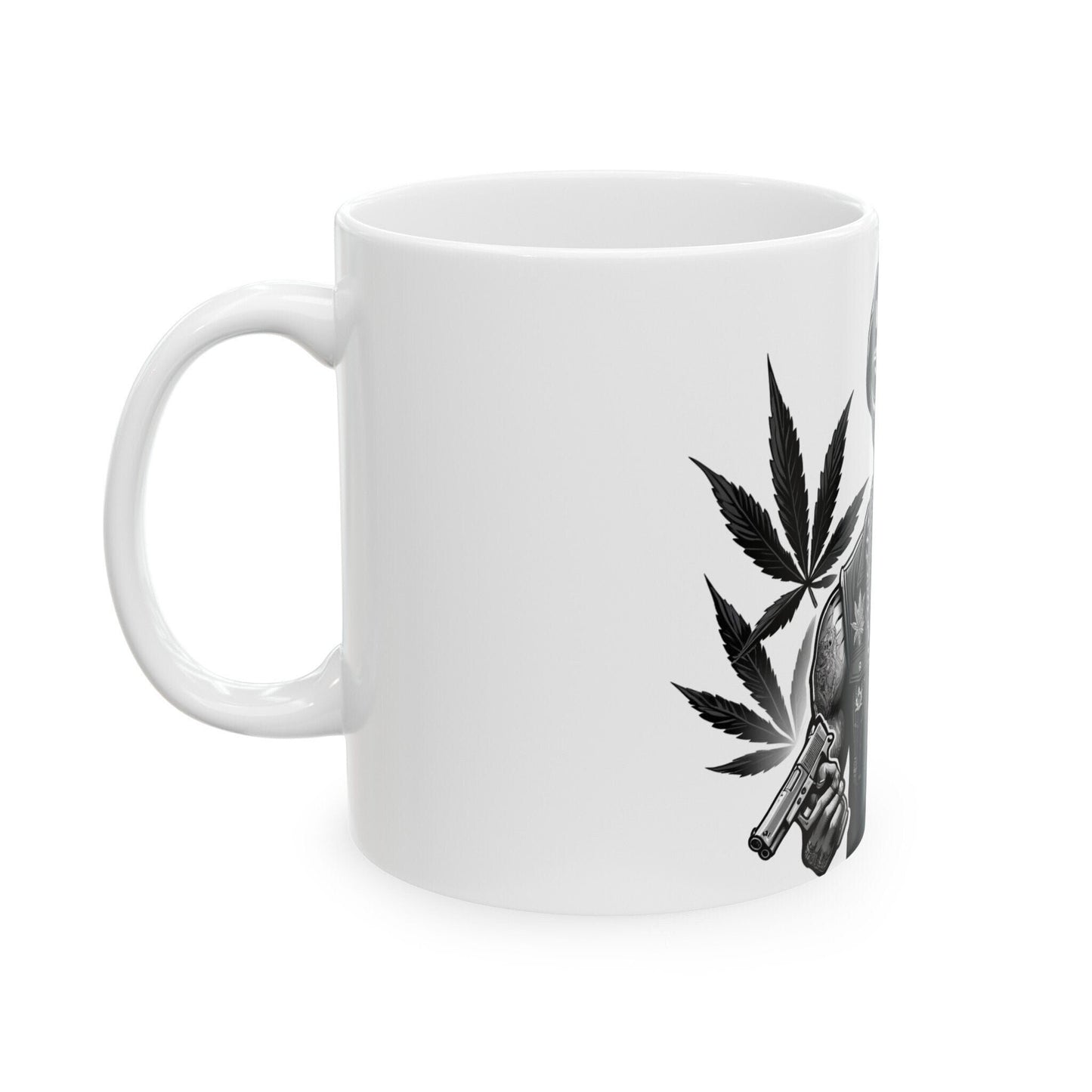 STONER ALIEN GUNS - Coffee Weed Mug (11oz) - Weed Gift for Stoners, Smokers; Wake & Bake Mug / 420 Weed Mug / Marijuana Gift, Cannabis Mug