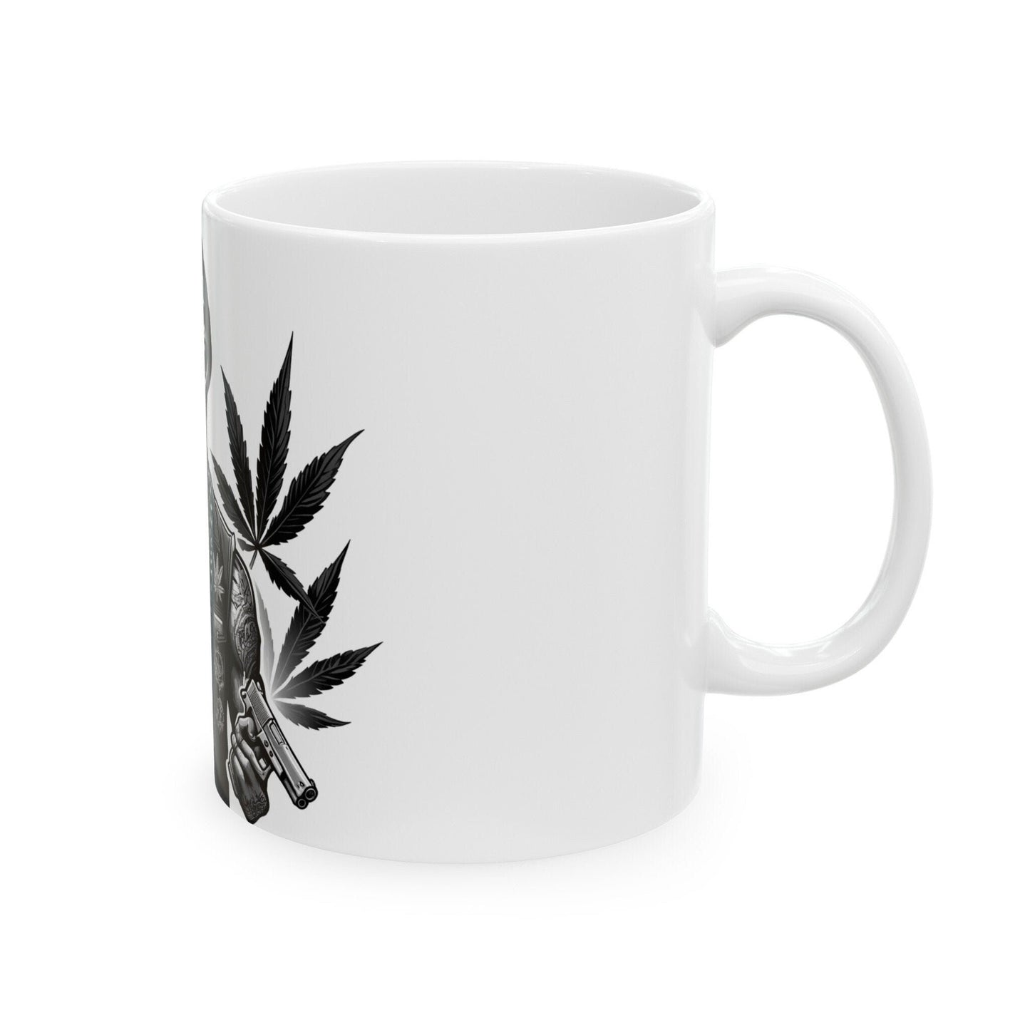 STONER ALIEN GUNS - Coffee Weed Mug (11oz) - Weed Gift for Stoners, Smokers; Wake & Bake Mug / 420 Weed Mug / Marijuana Gift, Cannabis Mug