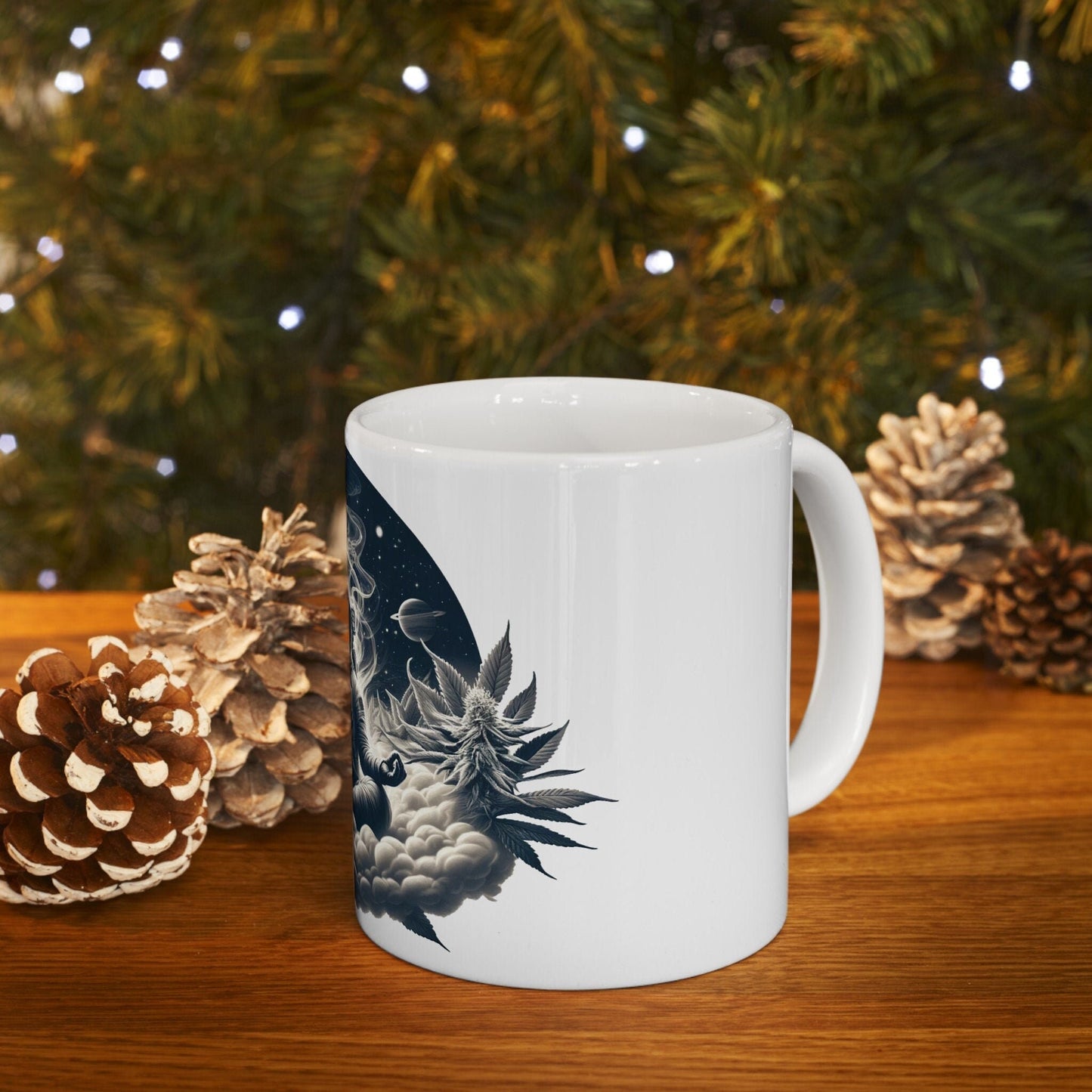 420 MEDITATING ASTRONAUT - Coffee Weed Mug (11oz) - 420 Stoner Gift, Smokers; Wake & Bake Mug / 420 Weed Mug / Marijuana Gift, Cannabis Mug