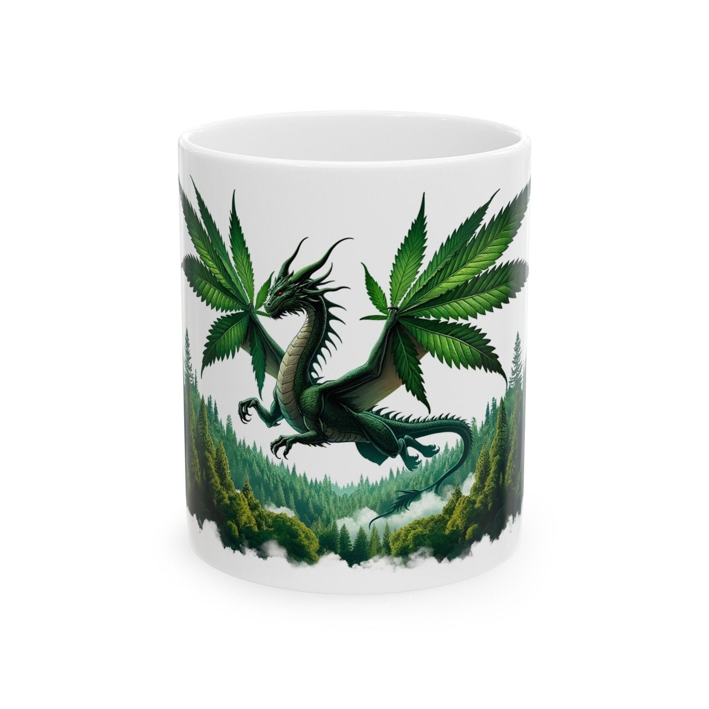 WEED DRAGON - Coffee Weed Mug (11oz) - Weed Stoner Gift, Smokers; Wake & Bake Mug / 420 Weed Mug / Marijuana Gift, Cannabis Mug, Dragon Mug