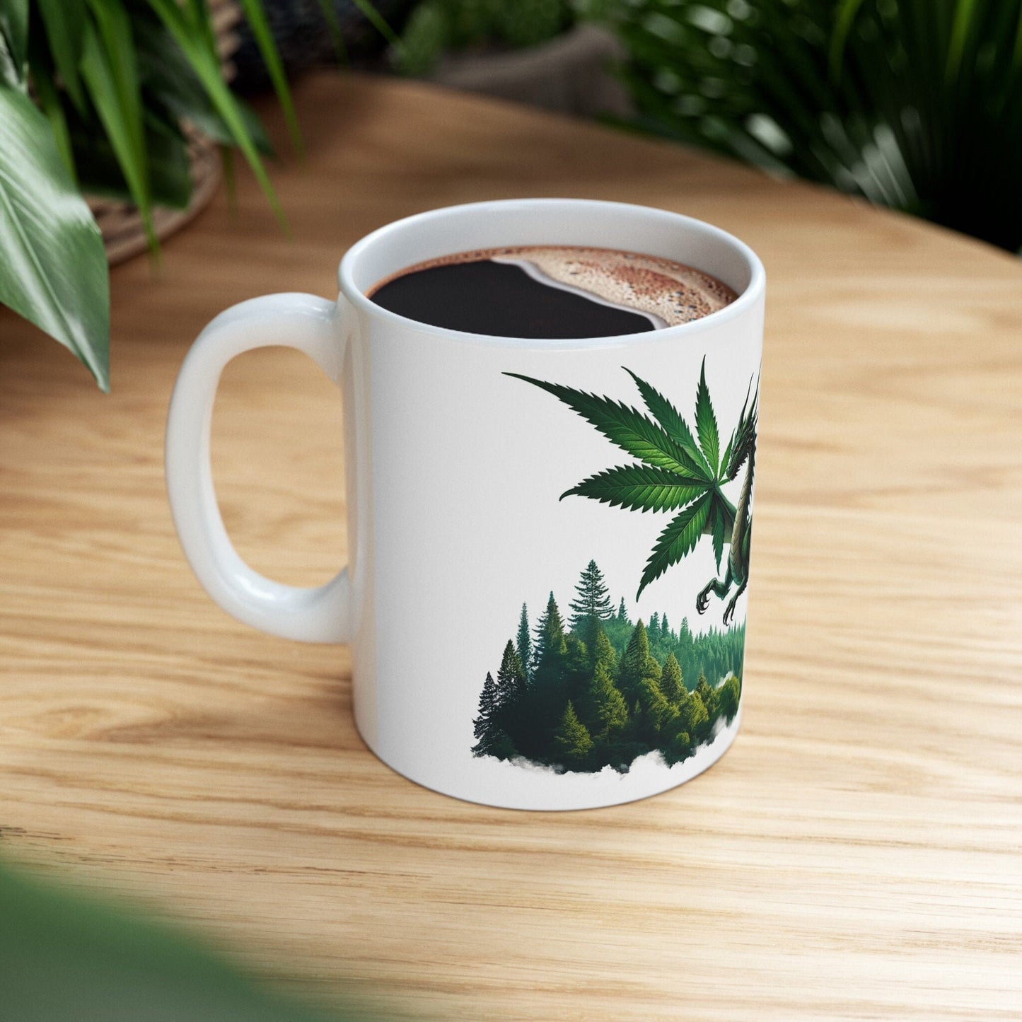 WEED DRAGON - Coffee Weed Mug (11oz) - Weed Stoner Gift, Smokers; Wake & Bake Mug / 420 Weed Mug / Marijuana Gift, Cannabis Mug, Dragon Mug
