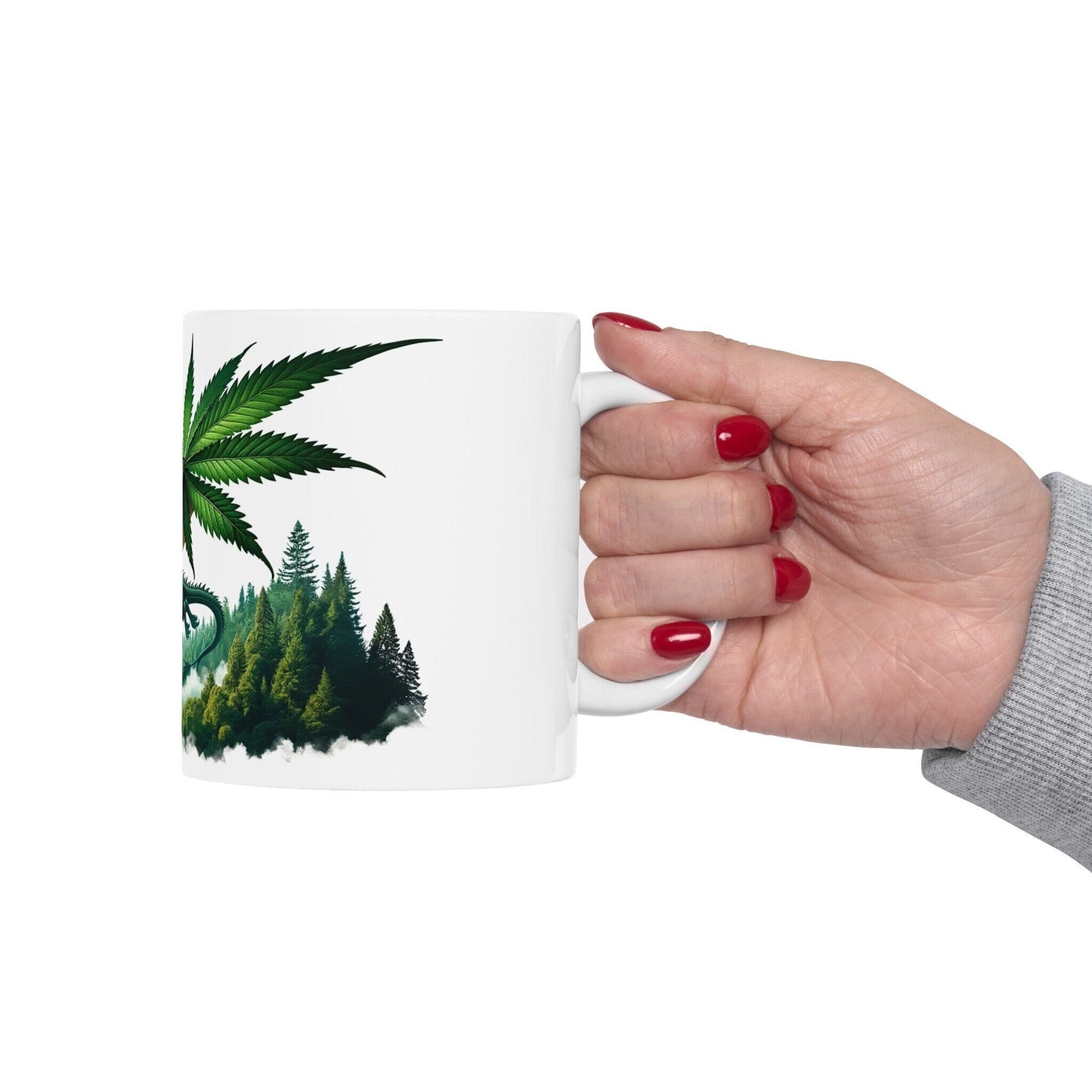 WEED DRAGON - Coffee Weed Mug (11oz) - Weed Stoner Gift, Smokers; Wake & Bake Mug / 420 Weed Mug / Marijuana Gift, Cannabis Mug, Dragon Mug