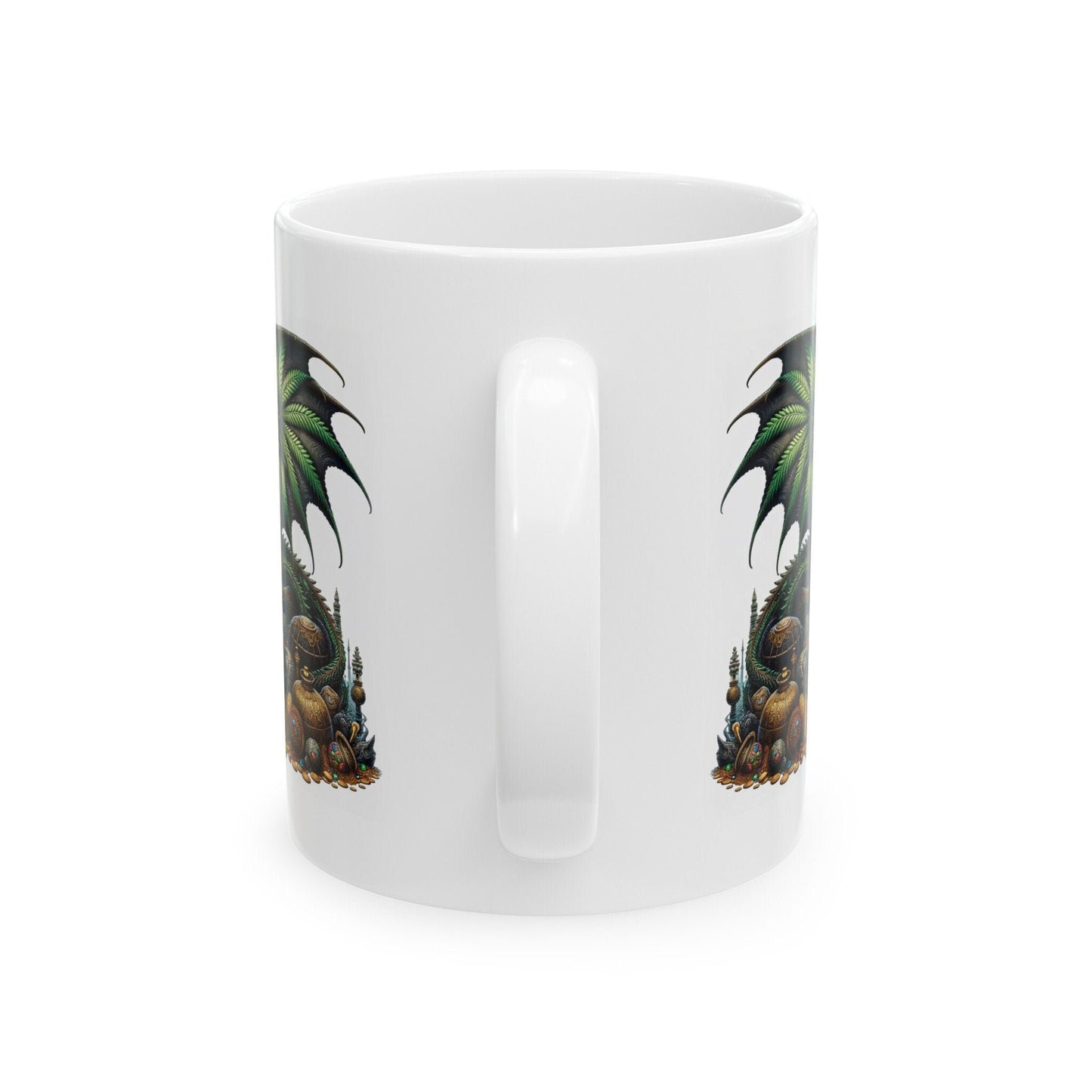 WEED DRAGON & GOLD - Coffee Weed Mug (11oz) - Weed Gift for Stoners, Smoker; Wake and Bake Mug / 420 Weed Mug / Marijuana Gift, Cannabis Mug