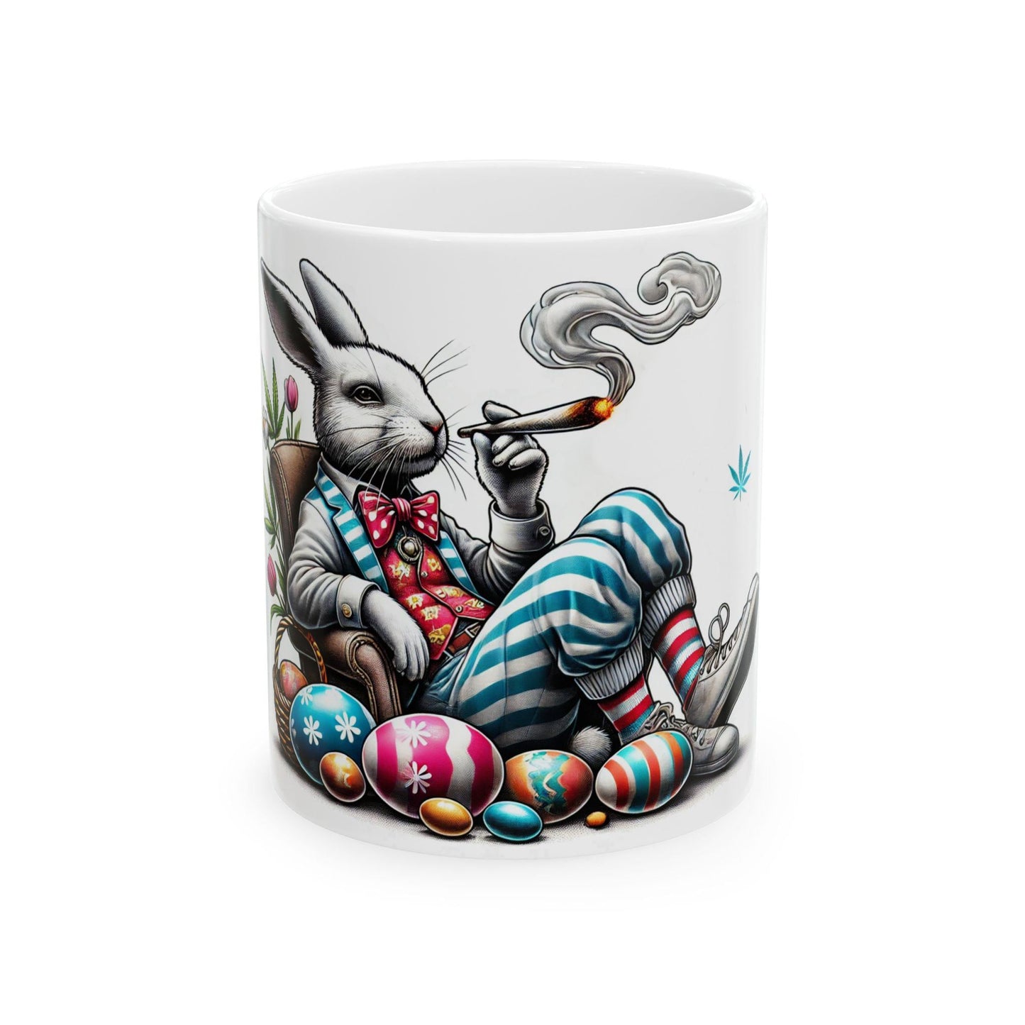 STONER EASTER BUNNY - Weed Coffee Mug (11oz) - Easter Gift for Stoners, Smokers; Wake & Bake / 420 Weed Mug / Easter Mug, Holiday Gift