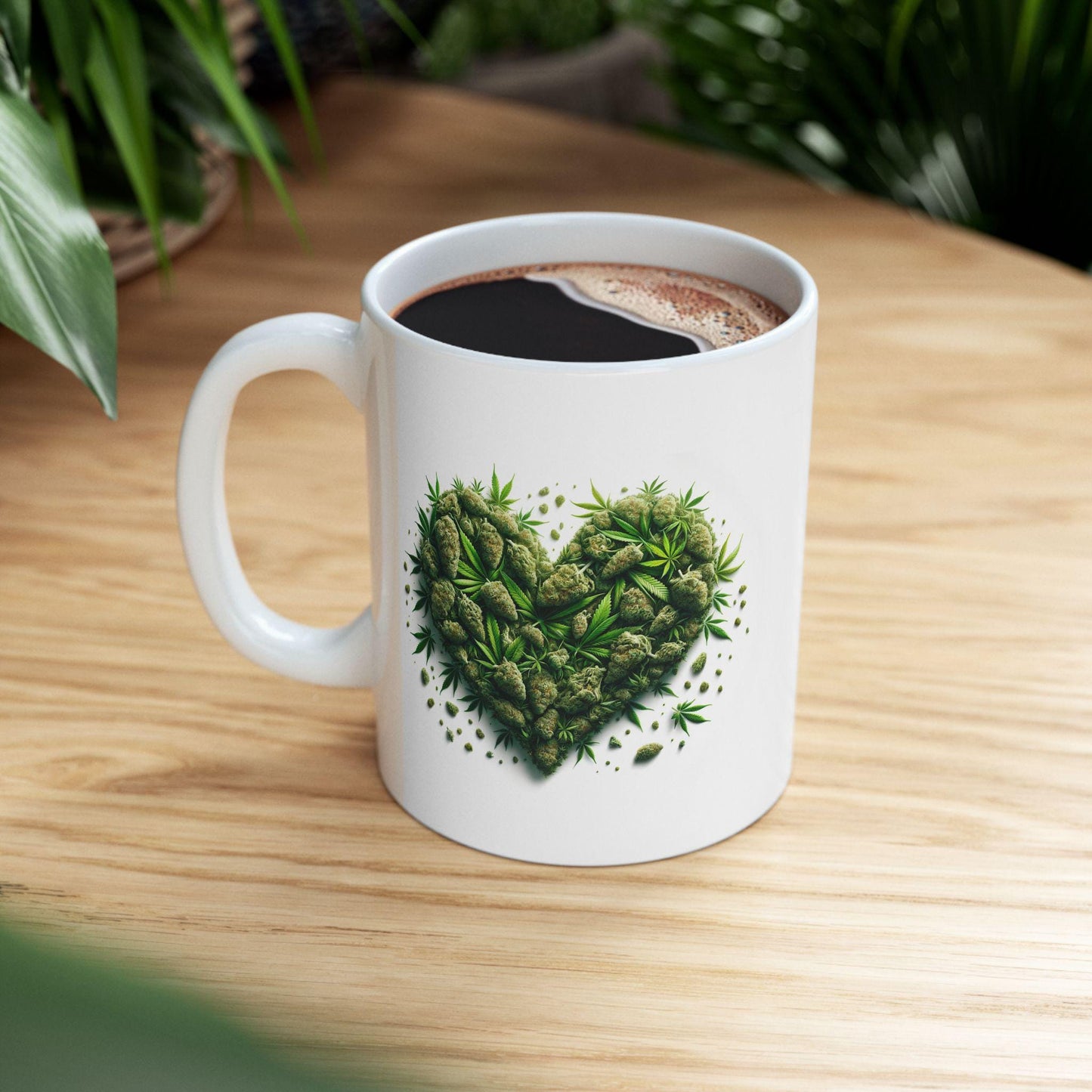 WEED HEART - Weed Coffee Mug (11oz) - Stoner Gift for Couples, Gift for Girlfriend/Boyfriend; Wake & Bake / Weed Mug / Valentines Day Mug